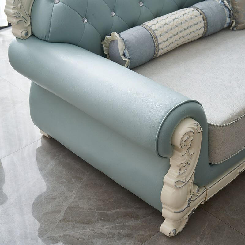 L-Shaped Recliner Sofa with Round Arms & Button Tufted Design - Perfect for Living Room, Home Theater & Family Gatherings