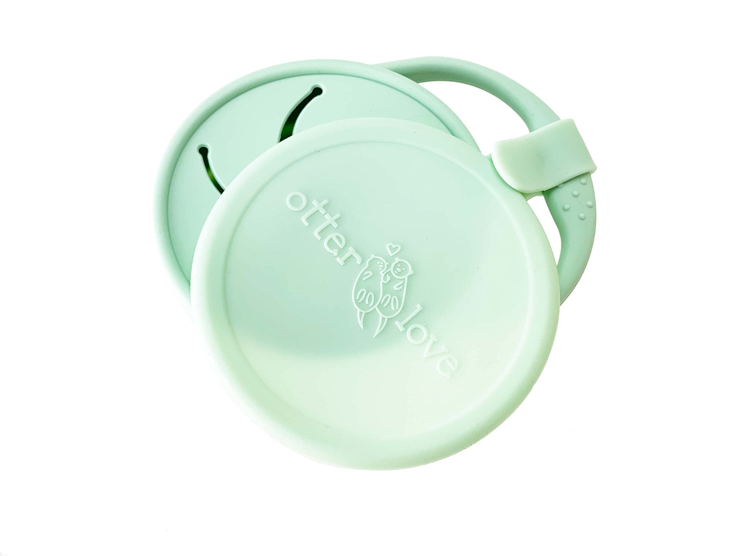 OtterLove Collapsible Silicone Snack Container with Attachable Lid - 100% Pure LFGB Platinum Silicone, BPA-Free, No Fillers | Reusable Food Storage for Kids & Adults | Perfect for School Lunches, Travel, Hiking & On-the-Go Snacks (2 Pack - Sage & Sand)