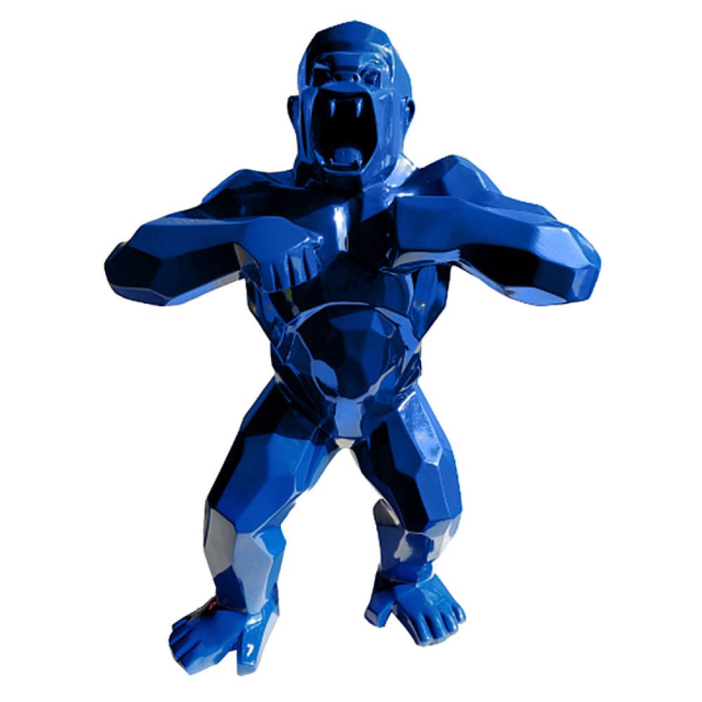 LOOIUEX 16'' Realistic Gorilla Sculpture - Resin Animal Statue, Creative Home Decor, Birthday Gift, Collectible Blue Gorilla Model Toy for Display & Action Play | Perfect for Jungle-Themed Parties, Office Decor & Animal Lovers