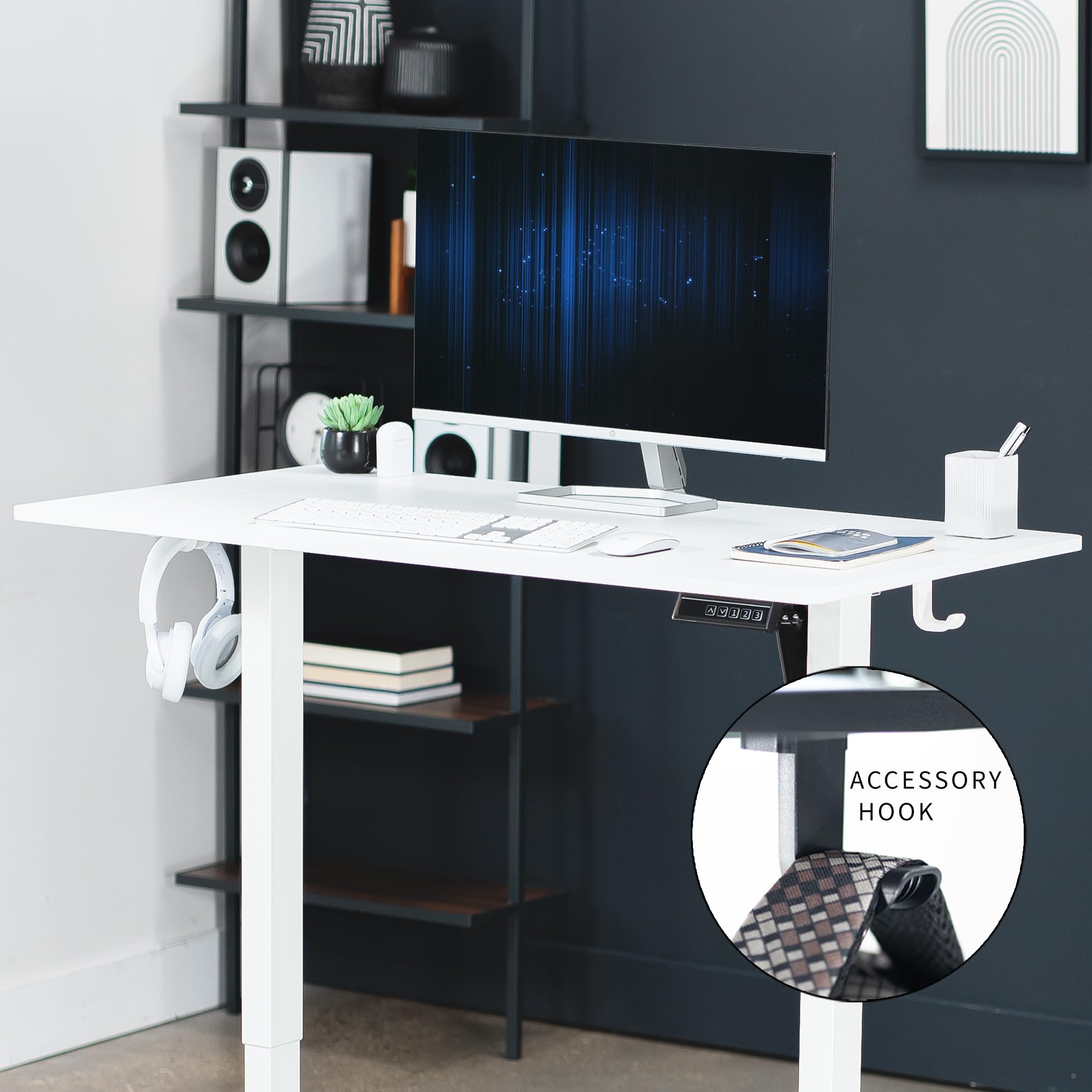 VIVO Electric Height Adjustable Standing Desk 44 x 24 Inches, Memory Controller, White Top & Frame (DESK-E144W) - Perfect for Home Office, Gaming Setup, and Workspace Ergonomics