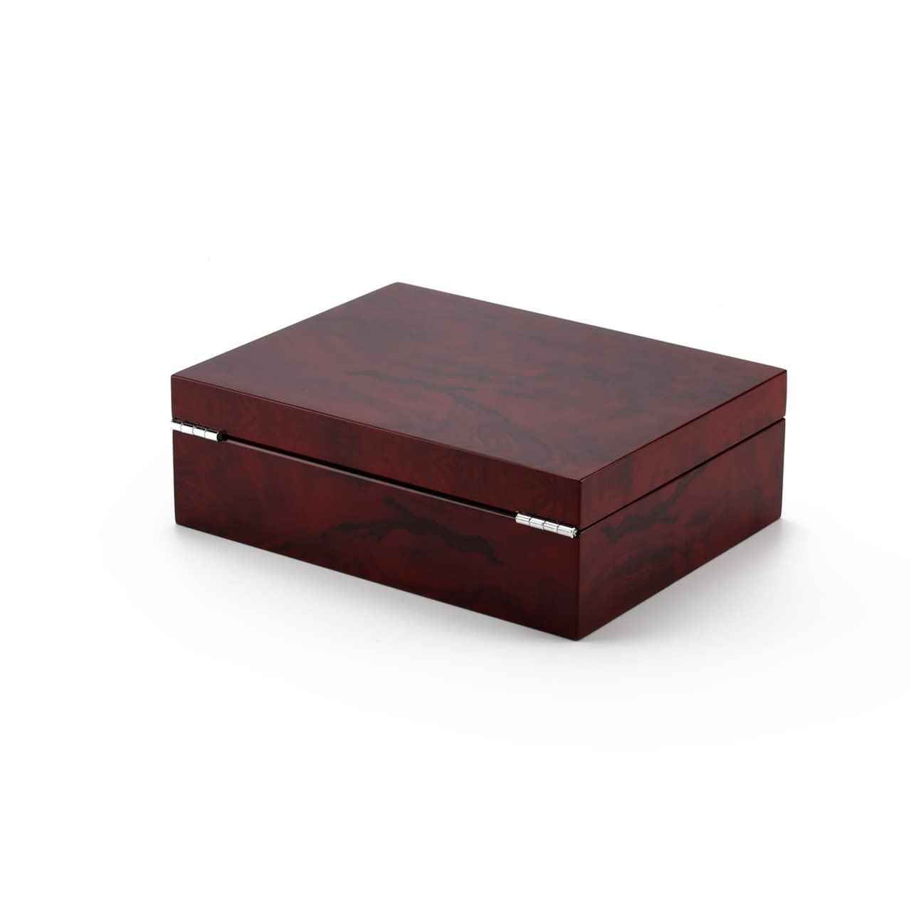 Contemporary 30-Note Hi-Gloss Burl Wood Finish Jewelry Music Box with Jingle Bells - Perfect for Christmas Gifts, Home Decor & Jewelry Storage