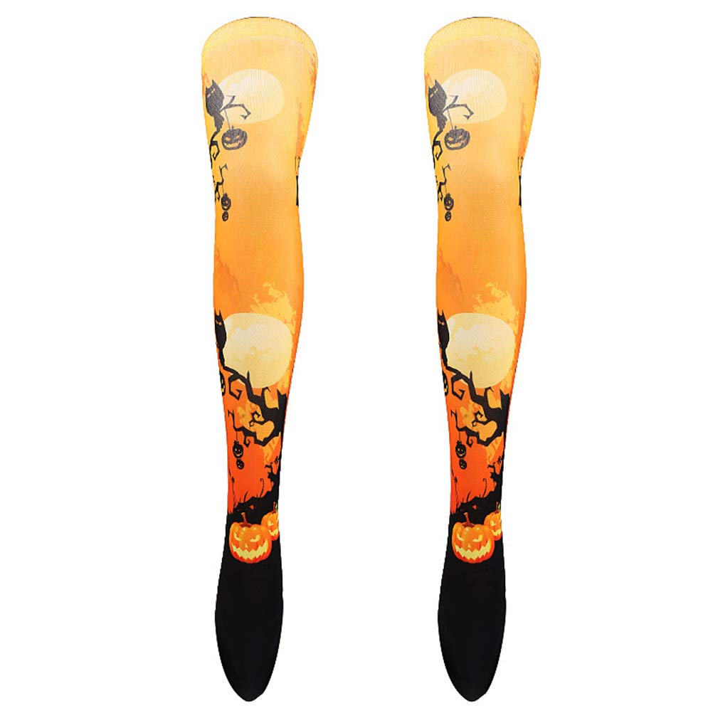 Bestoyard Women's 3D Witch Printed Sexy Cosplay Stockings - Soft Halloween Long Stockings for Women & Girls - Perfect for Halloween Parties, Cosplay Events & Themed Costumes