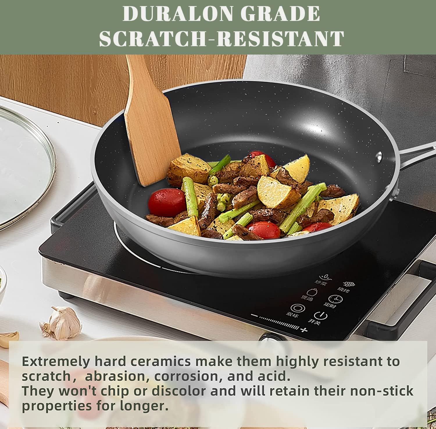 Nuwave 9-Piece Cookware Set - Blue Ceramic Nonstick Coating, Diamond-Infused Scratch Resistant, PFAS-Free, Oven & Induction Safe, Even Heat Distribution with Tempered Glass Lids & Stay-Cool Handles - Perfect for Healthy Cooking, Frying, Baking & Everyday Meal Prep