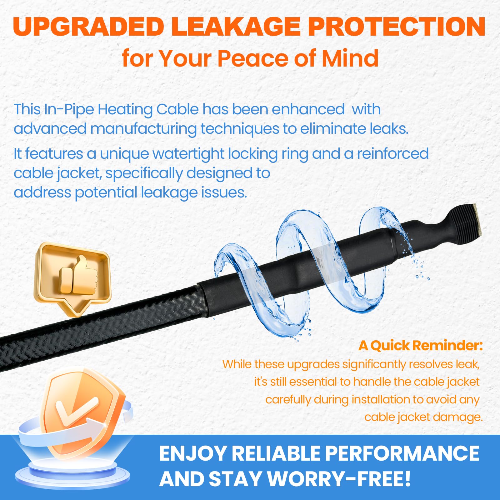 MAXKOSKO 100 Ft 120V Self-Regulating Heating Cable for Pipe Freeze Protection - Works with Plastic & Metal Pipes | Ideal for Home Plumbing, RV Water Lines & Outdoor Pipe Winterization