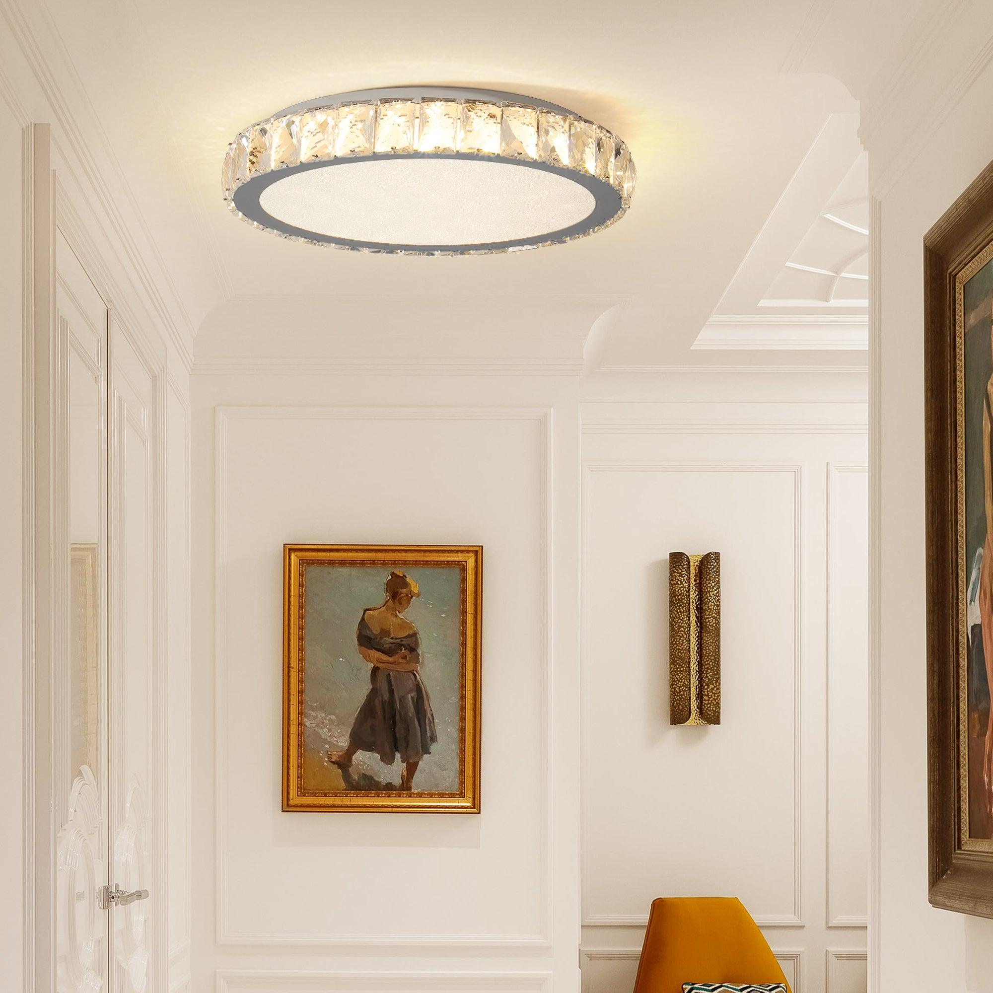 19.7 Inch Crystal LED Ceiling Light - 45W Dimmable Modern Flush Mount Fixture - Energy Saving LED Light for Living Room, Bedroom, Kitchen - Perfect for Home, Office & Restaurant Lighting