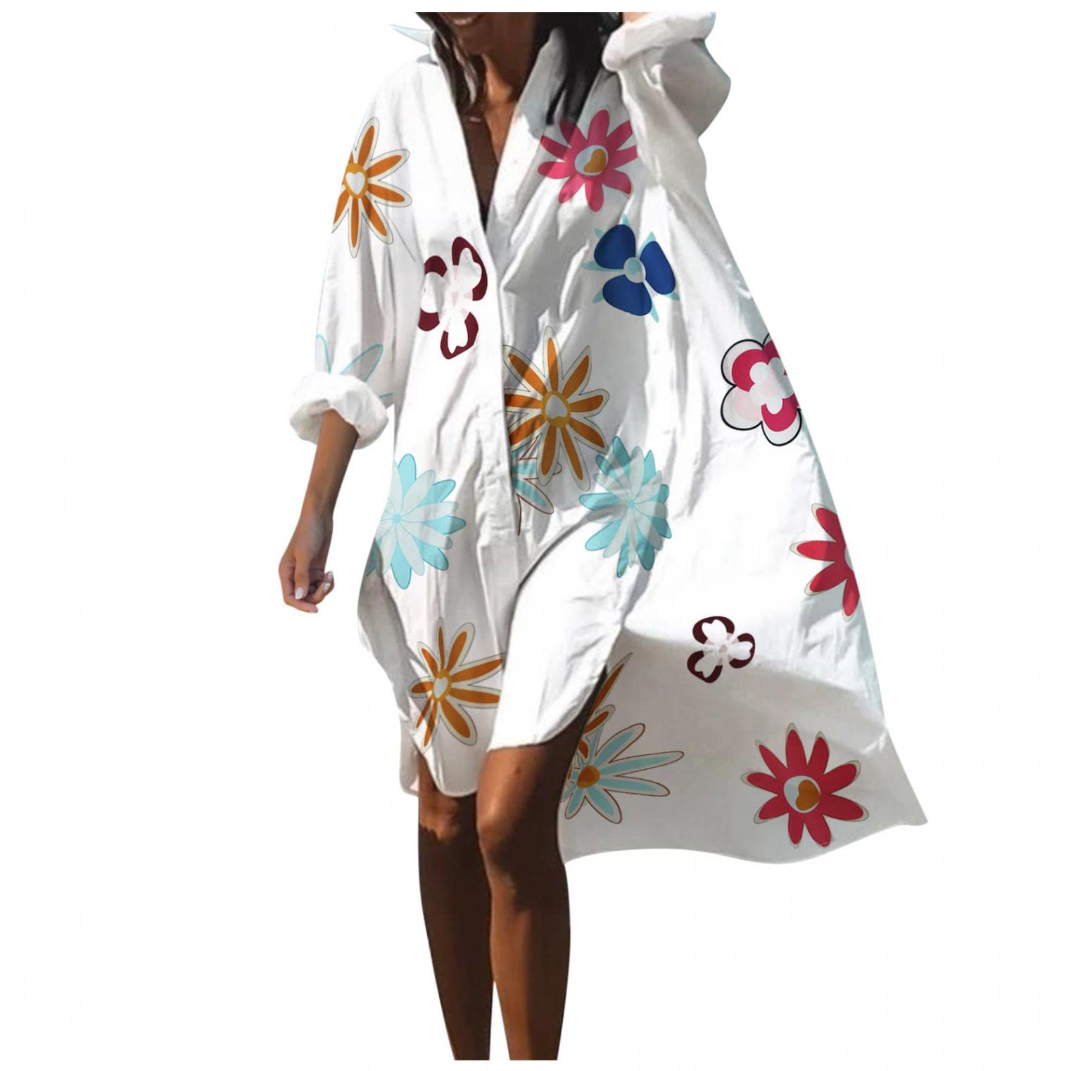 Plus Size Women's Summer Dresses - High Waisted Flowy Boho Dress with Cute Print for Casual Wear & Beach Parties | Comfortable & Stylish Outfit for Vacations, Date Nights & Outdoor Events