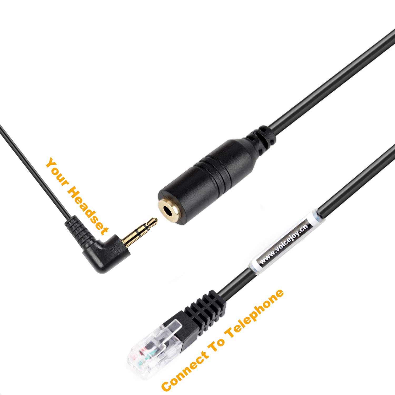 VoiceJoy Headset Adapter - 2.5mm to RJ9/RJ10 Plug Converter for Cisco VoIP Phones (794X/797X/796X/88XX/99XX Series) - Perfect for Office Communication & Call Center Use