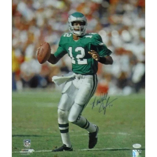 Randall Cunningham Autographed 16x20 Framed Photo with JSA COA - Philadelphia Eagles Memorabilia for Sports Fans & Collectors - Perfect for Man Cave, Game Room, or Office Decor