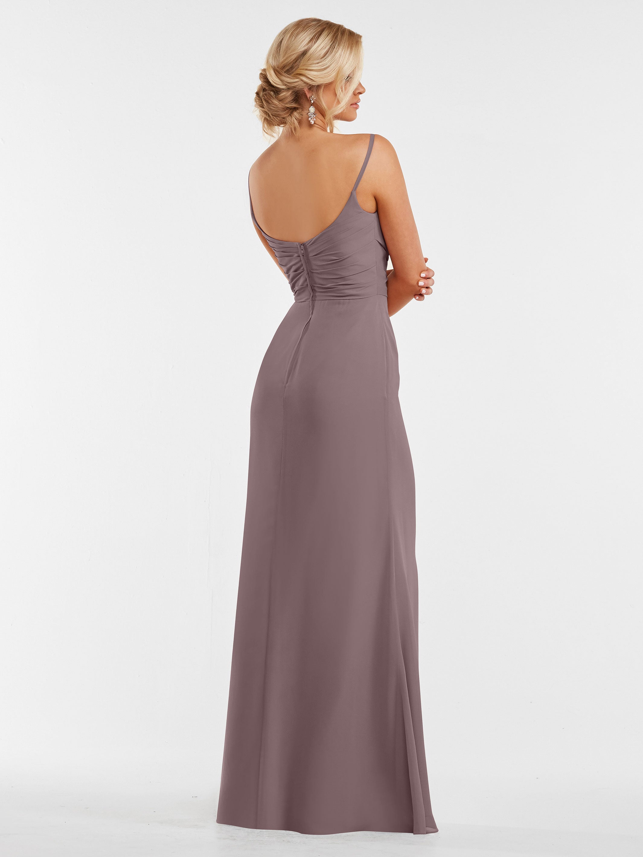 Elegant 80169 Chiffon Sheath Bridesmaid Dress with Pleated Bodice - Perfect for Weddings, Formal Events & Special Occasions