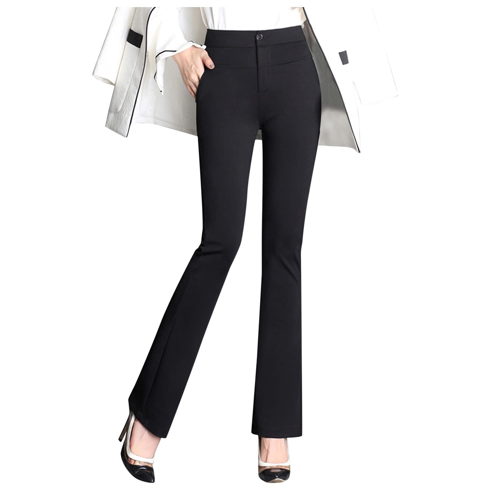 Women's High Waist Stretchy Straight Leg Pants - Comfortable Work Trousers for Business Casual & Office Wear | Perfect for Professional Women, Daily Commute & Smart Outfits