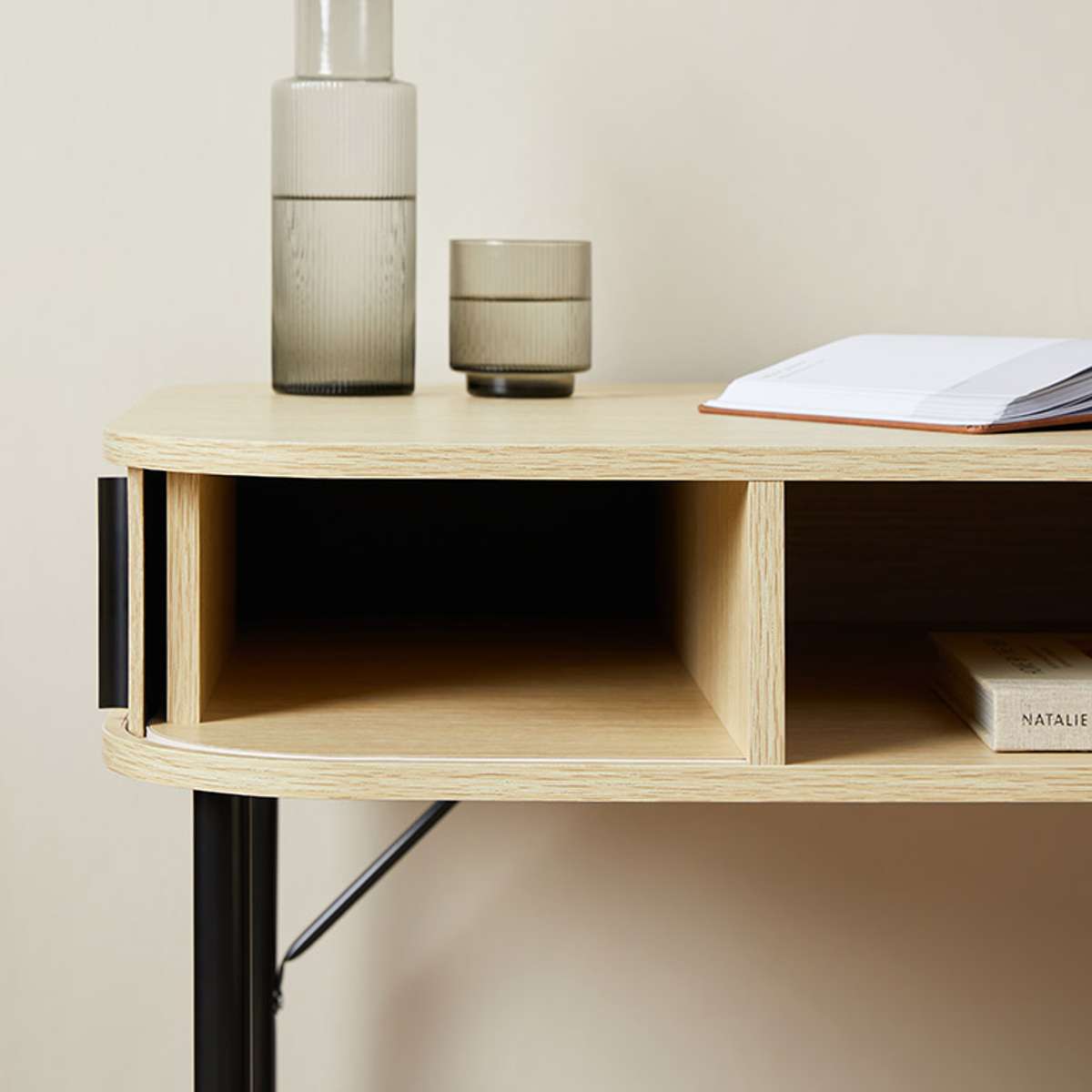 Ellis Desk - Modern Home Office Desk with Storage, Ergonomic Design for Work & Study | Perfect for Small Spaces, Remote Work & Online Classes