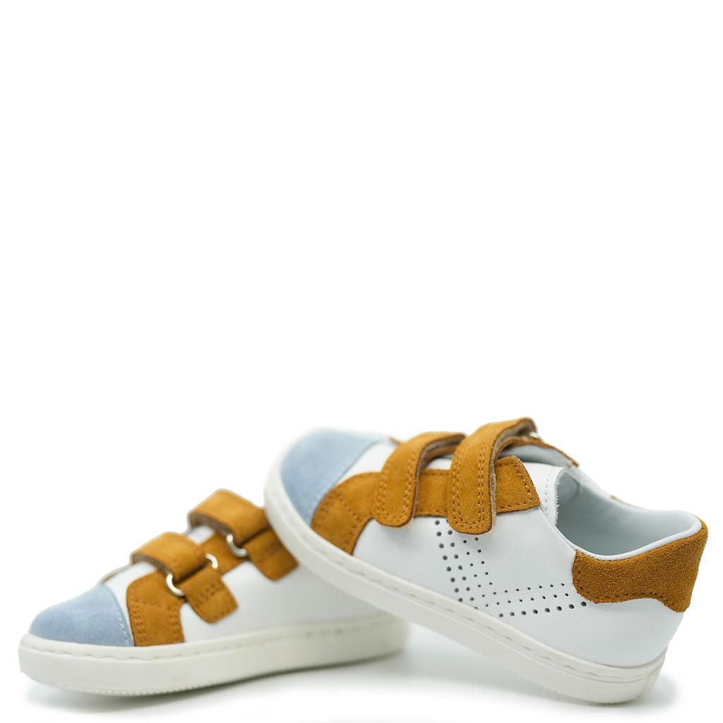 Beberlis White & Brown Velcro Baby Sneakers - Comfortable & Stylish First Walking Shoes for Toddlers - Perfect for Indoor Play, Outdoor Adventures & Special Occasions