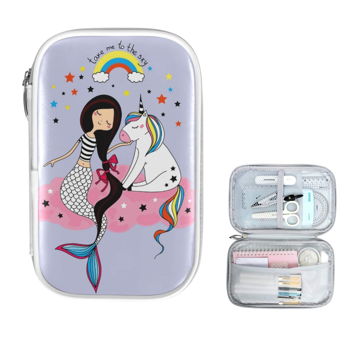 ZZKKO Mermaid Unicorn Pencil Case - Cute Zippered Pouch for School & Office Supplies, Makeup Organizer, Stationery Holder - Perfect for Girls, Teens, Students, Teachers (Pink, Blue, Purple) - Great for Back-to-School, Gift Giving & Daily Organization