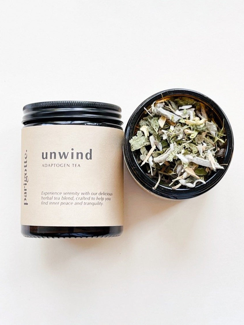 Parigotte Adaptogen Tea for Stress Relief & Relaxation - Herbal Tea Blend to Unwind & Rebalance - Perfect for Evening Relaxation & Self-Care Rituals