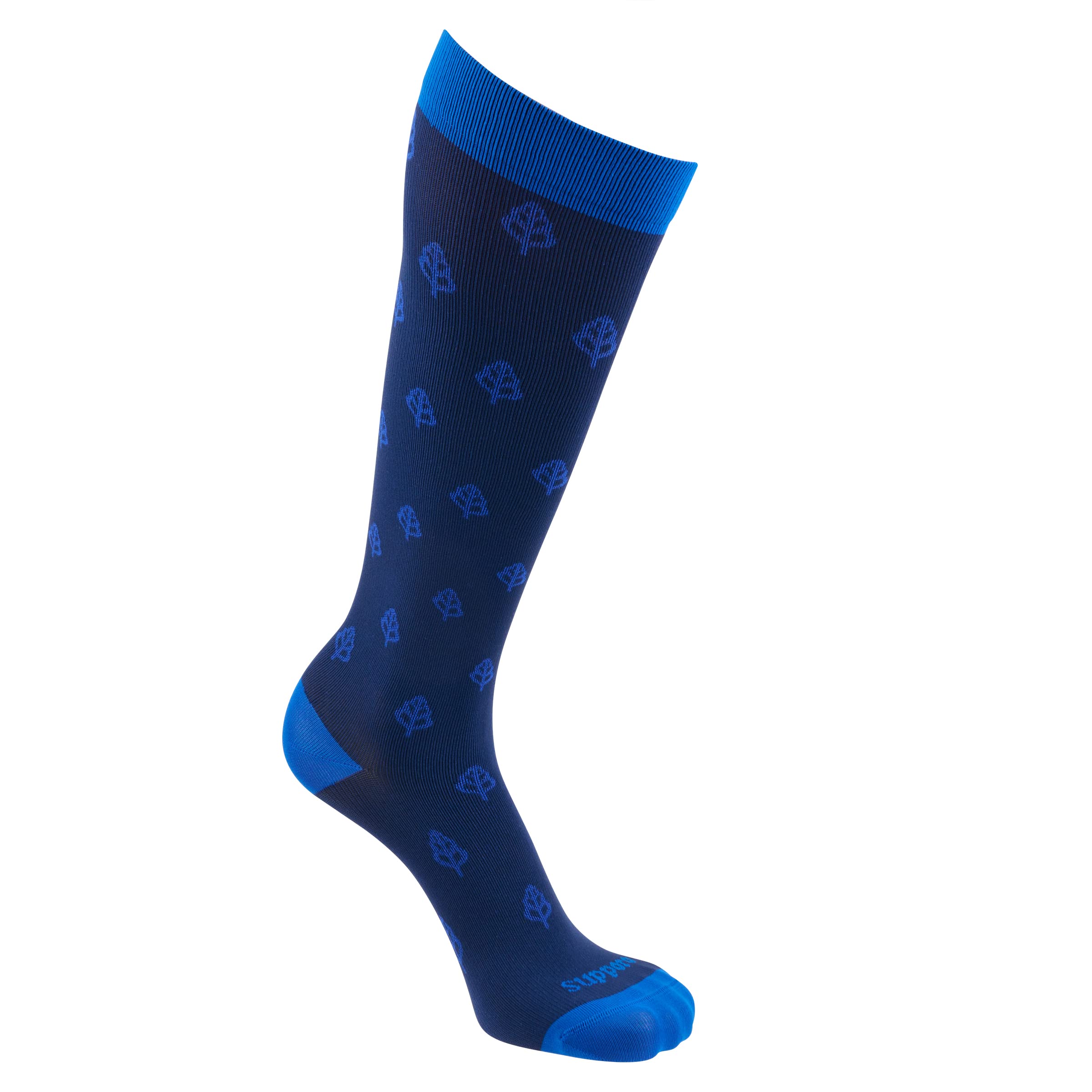Supporo Unisex Fashion Compression Socks - Classic Blue, Small Size - for Running, Travel & Work - Improve Circulation & Reduce Swelling