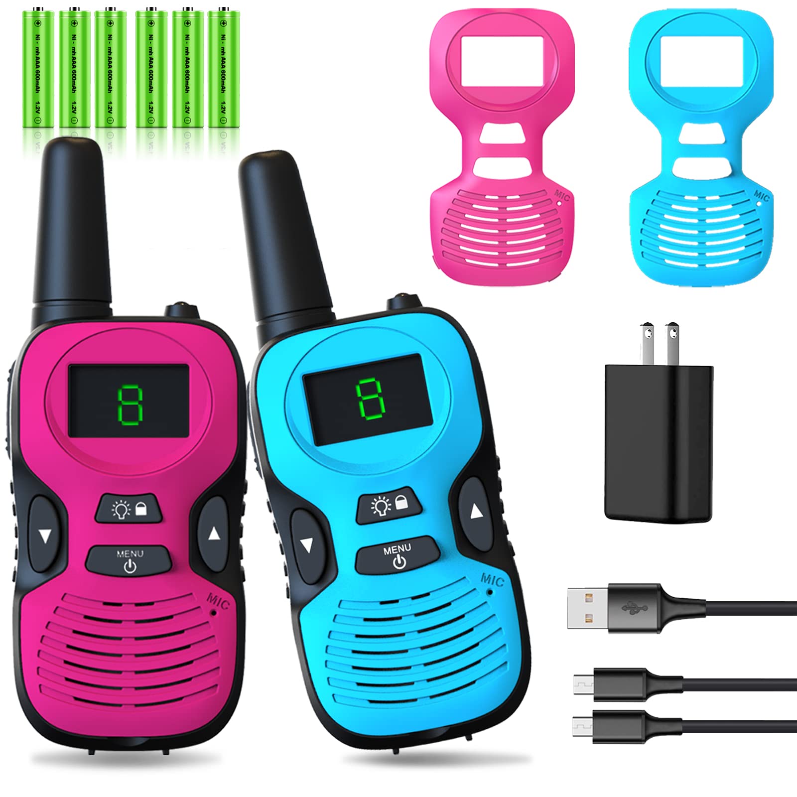 Best Rechargeable Walkie Talkies for Kids - 2 Pack Long Range Walky Talky for Outdoor, Hiking & Camping - Perfect Christmas Gift for Boys & Girls Ages 3-12 - Ideal for Family Adventures, Backyard Play & Emergency Communication