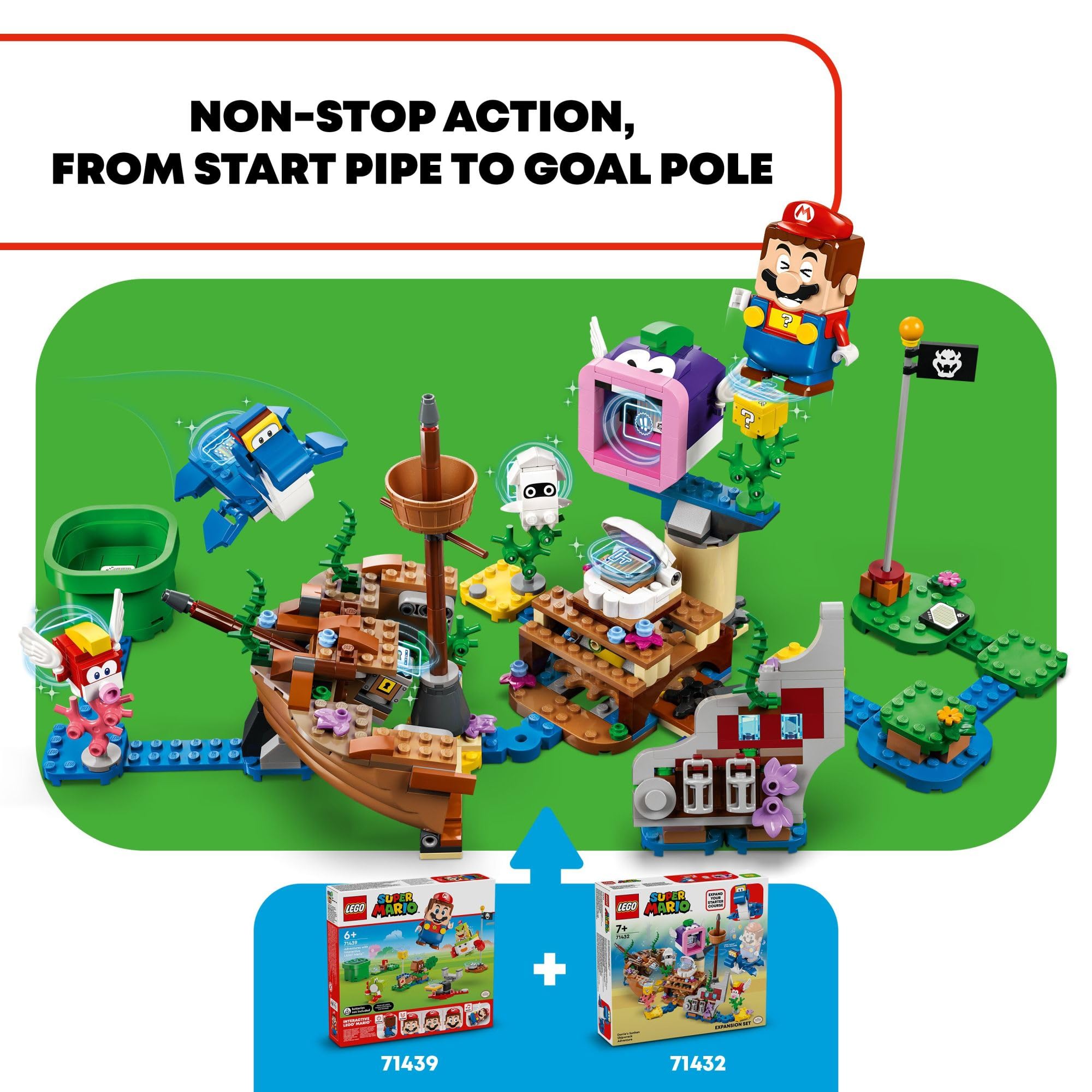 LEGO Super Mario 71432 Dorrie's Sunken Shipwreck Adventure Expansion Set with Cheep Cheep, Cheep Chomp & Blooper Figures - Interactive Building Toy for Kids, Collectible Gift for Boys, Girls & Gamers - Perfect for Creative Play & Mario-Themed Adventures