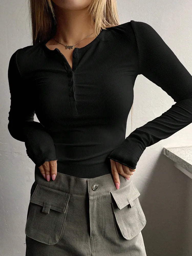 Cozy Winter Ribbed Button Sweater for Women - Warm Knit Pullover for Casual Outfits & Holiday Gatherings