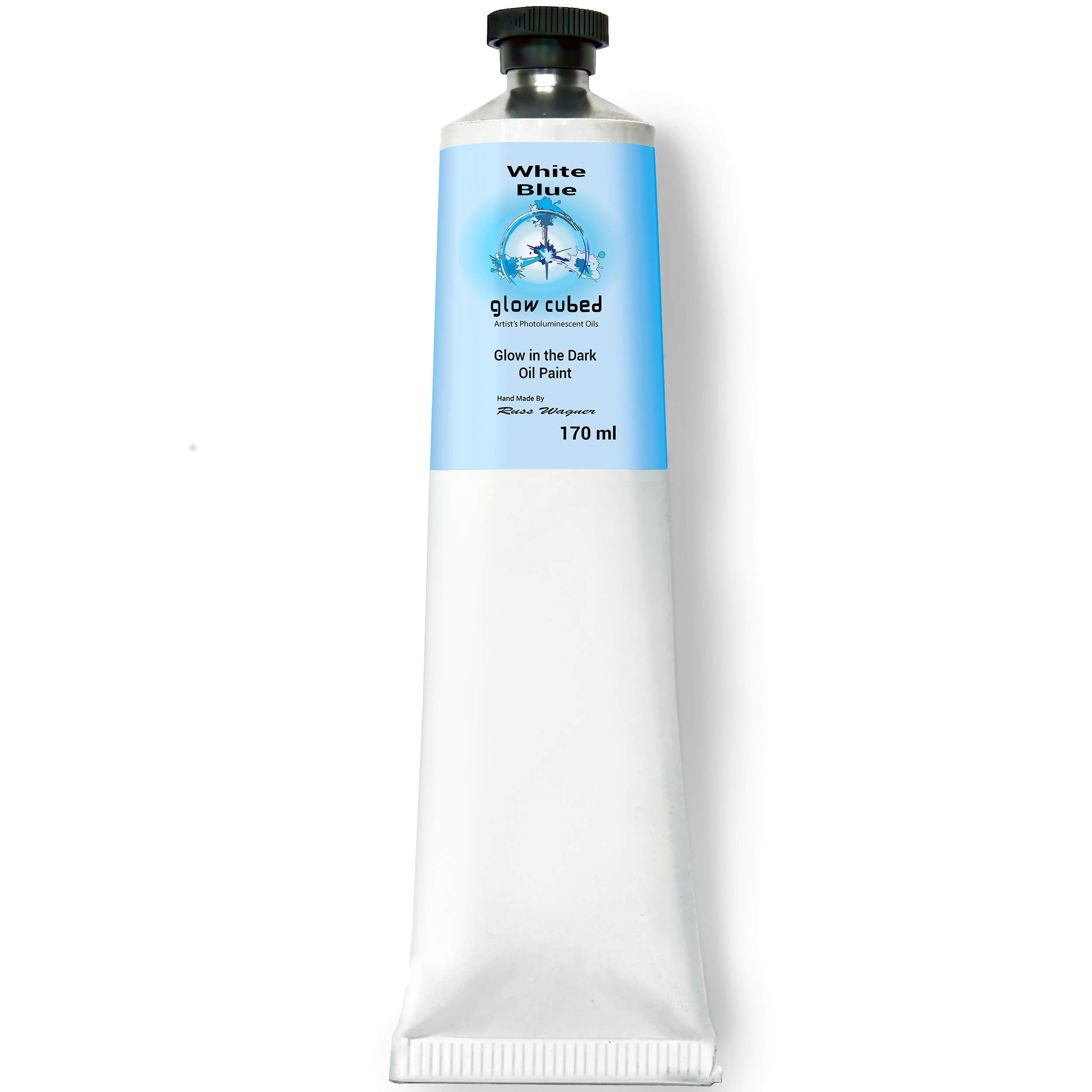 Glow in The Dark Professional Oil Paint - Luminescent Phosphorescent Self-Luminous Artist Paint for Canvas & DIY Crafts (White Blue, 170ml) - Perfect for Night Painting, Home Decor & Party Decorations