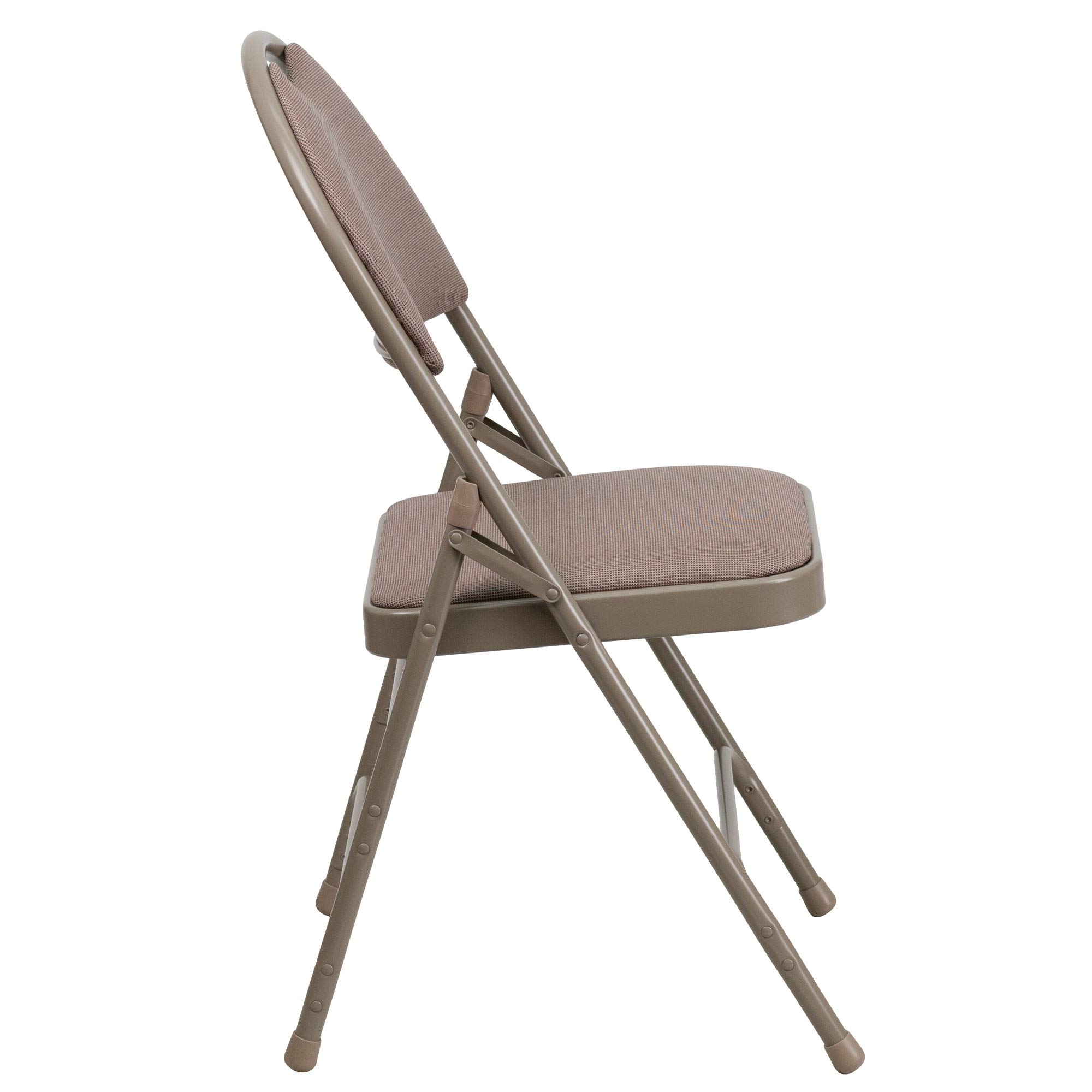 Flash Furniture 4-Pack HERCULES Series Heavy Duty Folding Chairs - Ultra-Premium Triple Braced Metal Frame with Beige Fabric & Easy-Carry Handle - Perfect for Events, Weddings, Parties, and Home Use