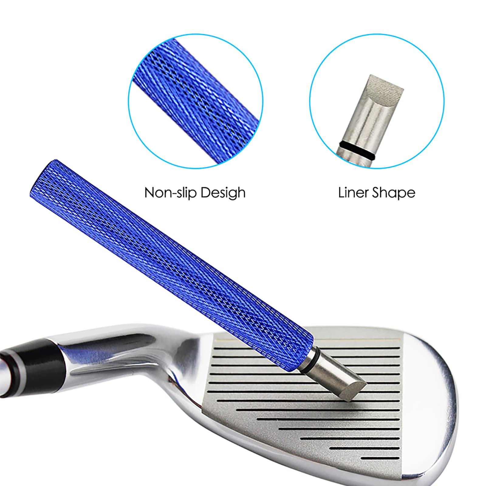VIPMOON Golf Club Groove Sharpener Tool - Golf Brush & Groove Cleaner with Retractable Zip-line Aluminum Carabiner - Wedge & Iron Groove Sharpener for U & V Grooves - Perfect Golf Accessories for Men - Ideal for Course Maintenance & Club Care