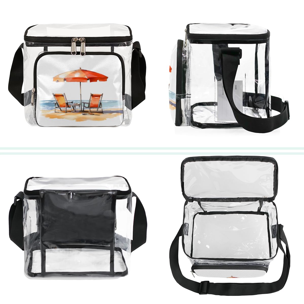 GzLeyigou Clear Transparent Beach Tote Bag with Handles - Waterproof Crossbody Shoulder Bag for Outdoor, Travel, Picnic, Concerts & Sports Events | Perfect for Hawaii Vacation, Pool Party, Stadium Security Check and Summer Beach Essentials