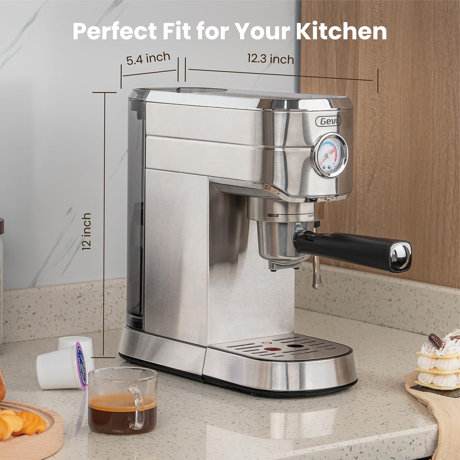 Gevi Commercial Espresso Machine for Nespresso Original Capsules & Ground Coffee - Professional Coffee Maker with Milk Frother for Cappuccino & Latte - Perfect for Home, Office & Coffee Shop Use