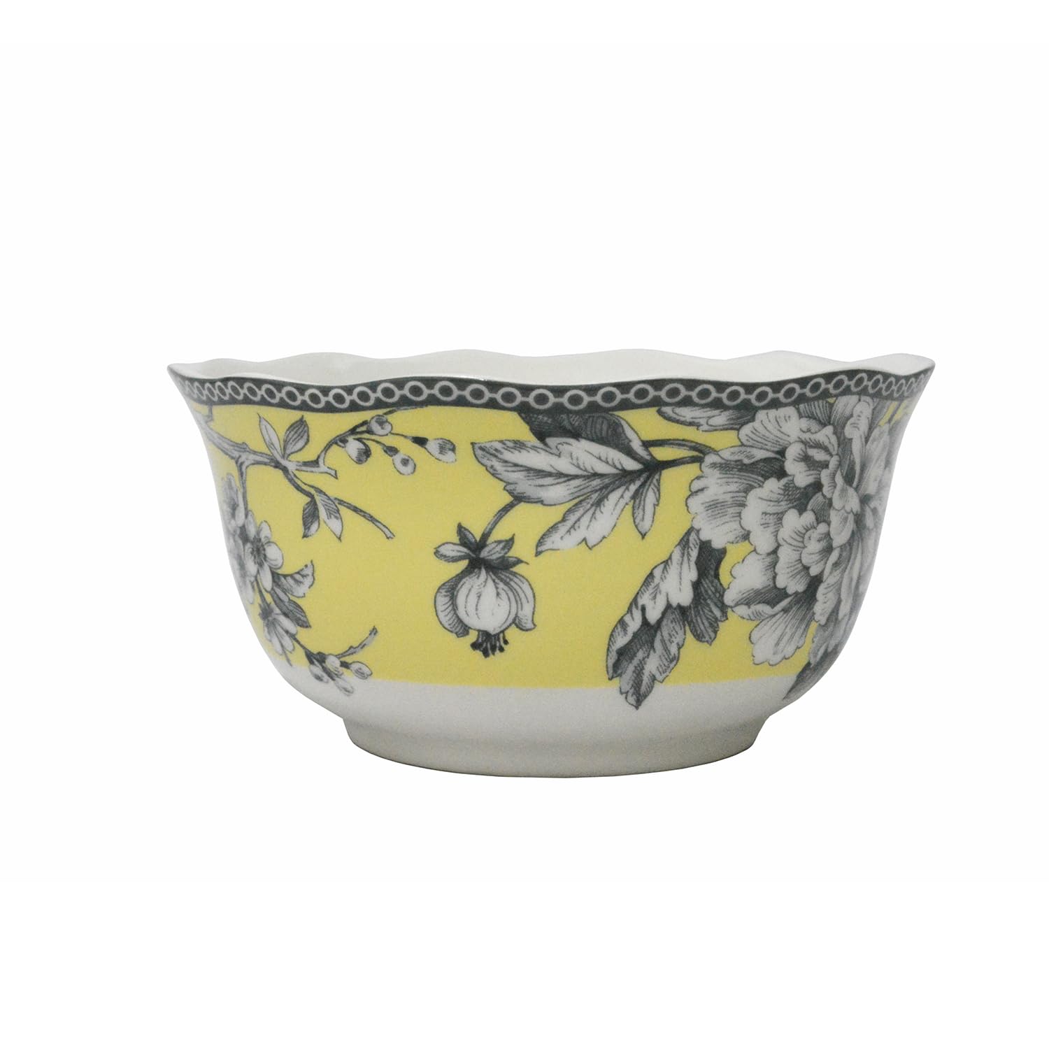 222 Fifth Adelaide 16-Piece Square Floral Dinnerware Set - Service for 4, Yellow Porcelain Plates & Bowls, Microwave & Dishwasher Safe, Chip Resistant - Perfect for Everyday Dining, Family Gatherings & Dinner Parties