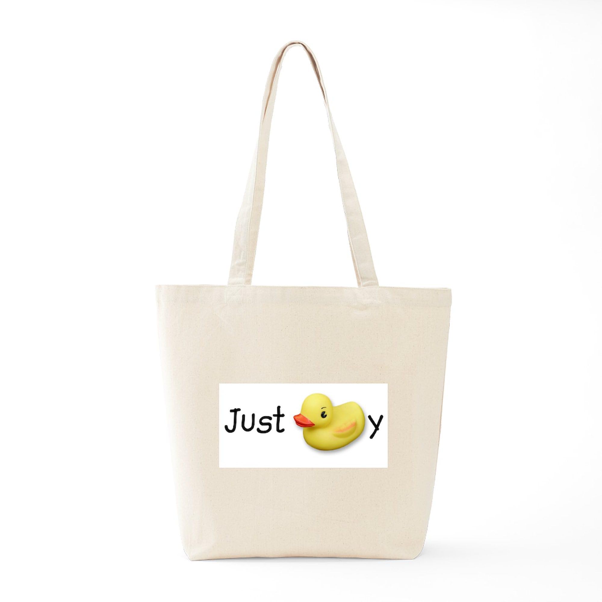 JUST DUCKY Natural Canvas Tote Bag - Eco-Friendly Reusable Shopping Bag for Groceries, Beach & Daily Use | Durable Cotton Tote with Fun Duck Design