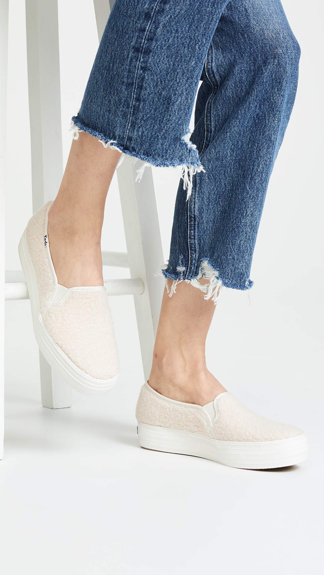 Keds Women's Triple Decker Sherpa Sneakers - Cream & Off White Comfortable Winter Shoes Size 7 M US | Cozy Casual Wear for Cold Weather, Outdoor Walks & Everyday Fashion