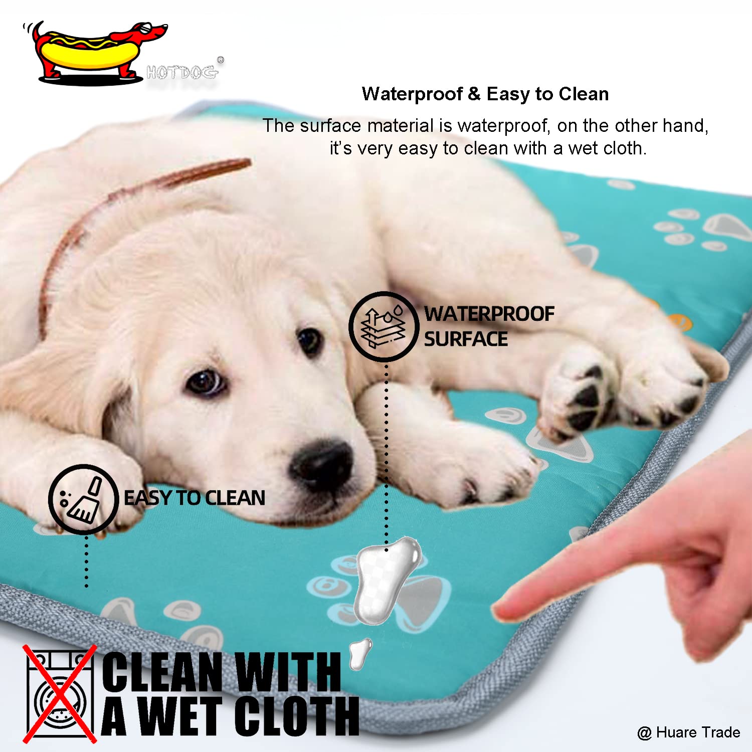Waterproof Adjustable Temperature Pet Heating Pad - 21.7''x17.7'' Green Heated Dog Bed & Cat Mat with Chew-Resistant Cord | Indoor Winter Warmth for Arthritic Pets & Outdoor Kennel Comfort