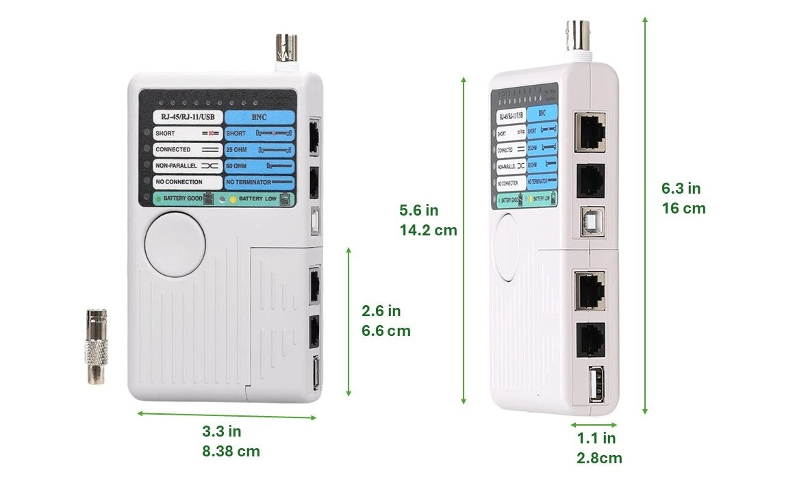 RJ11 RJ45 USB BNC 4-in-1 Cable Tester - Multifunction Network Connectivity Tester for Ethernet, Phone Lines, USB Devices & Security Cameras - Perfect for IT Professionals, Network Installations & Home Office Setup
