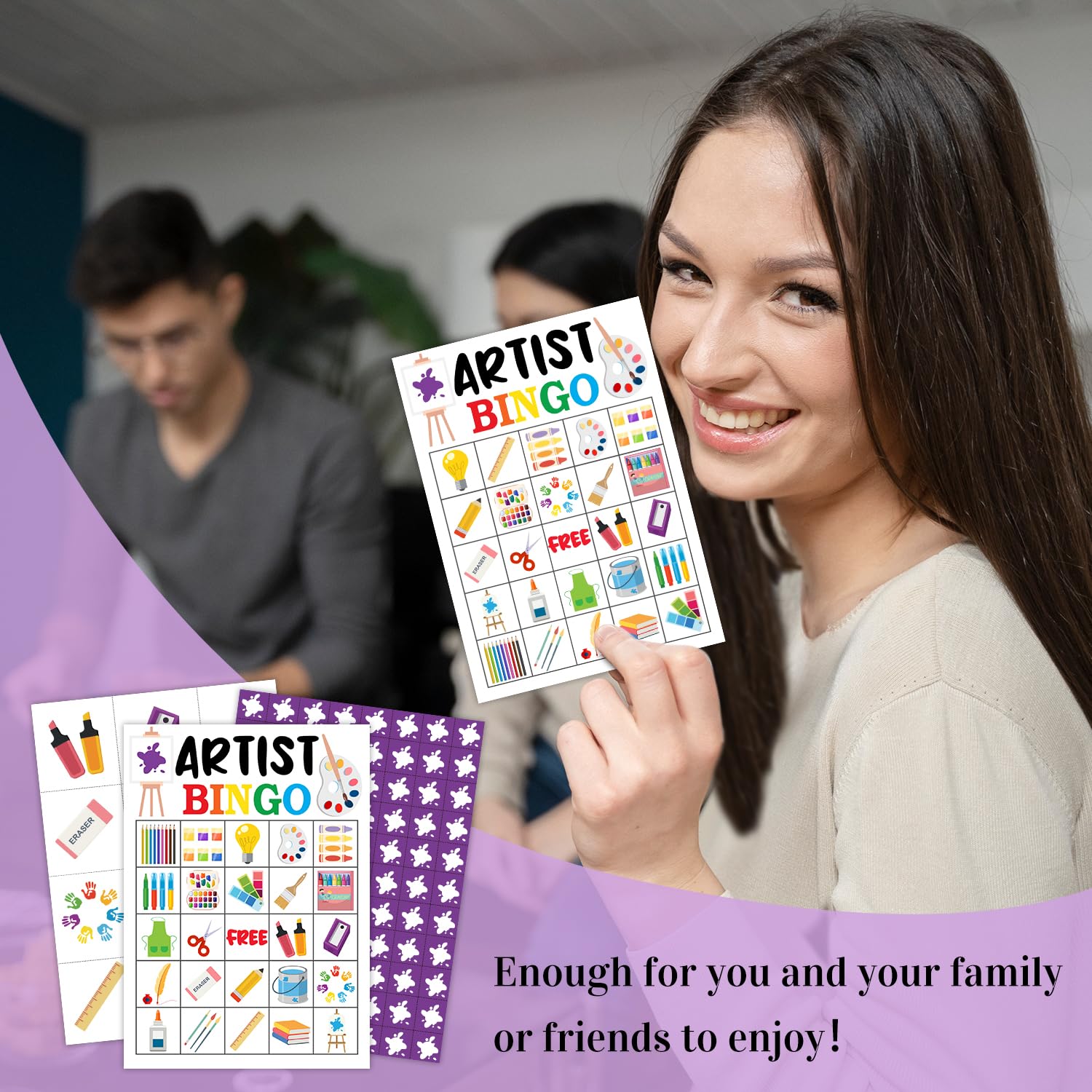 Artist Party Bingo Game Set - 24 Player Art Bingo Cards for Family & Friends Game Night, Painting Party Favors, Holiday Decorations - Perfect for Birthday Parties, Team Building & Classroom Activities