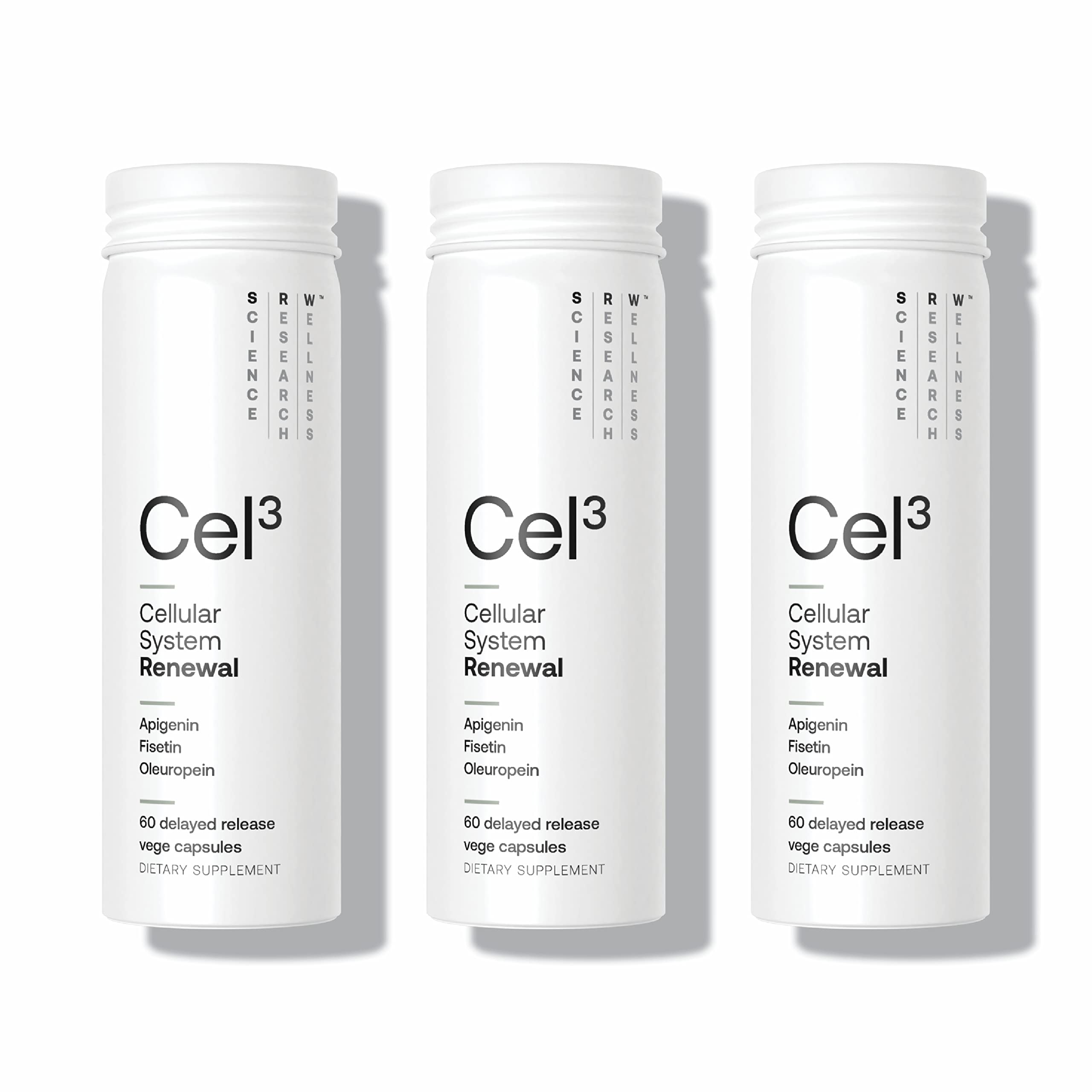 SRW Cel³ Renewal 180 Capsules - Stem Cell Supplement with Fisetin, Apigenin & Oleuropein | Supports Youthful Cell Function, Cellular Renewal & Healthy Aging | Anti-Aging Supplement for Men & Women | Perfect for Daily Wellness Routine & Longevity Support