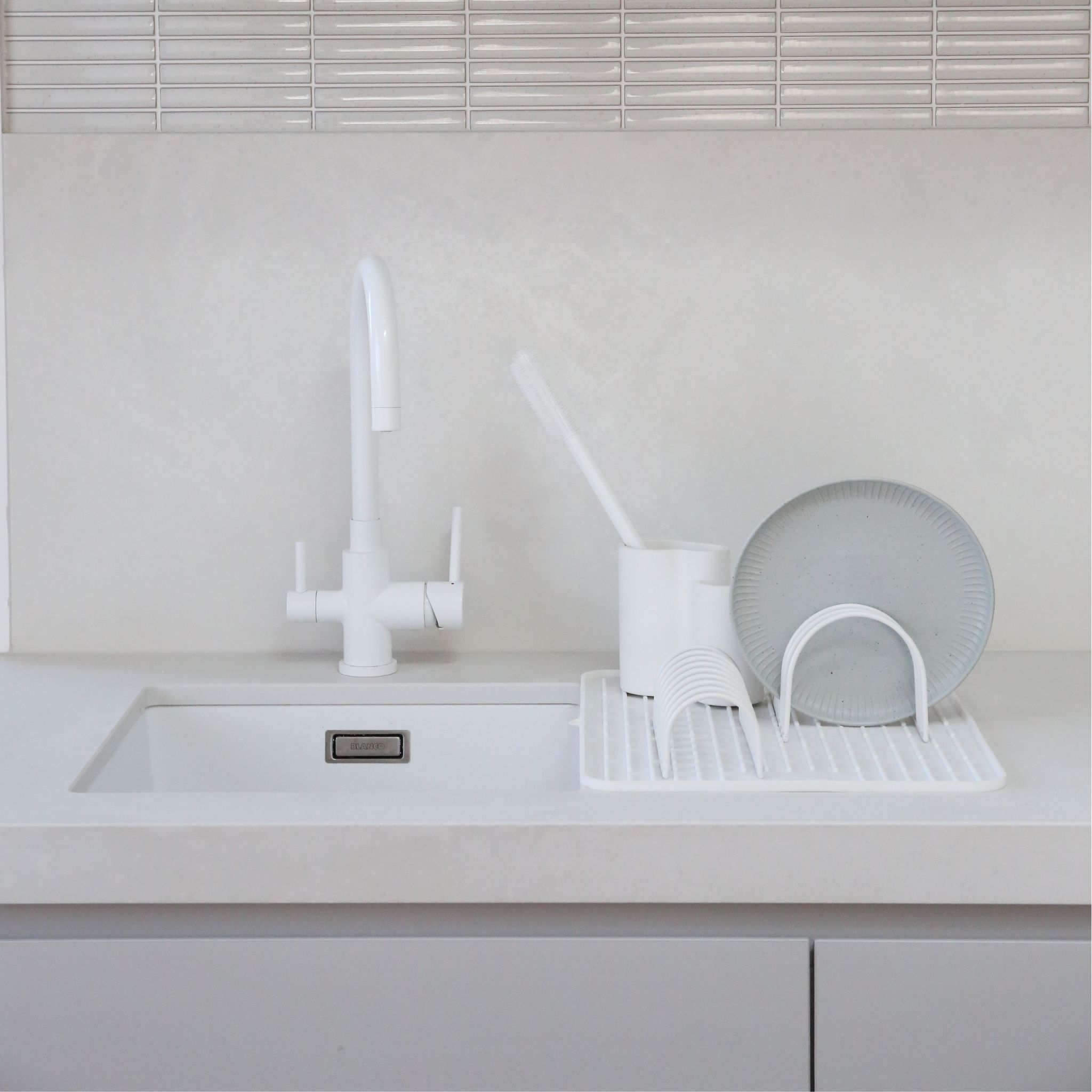 Premium White Dish Drainer Set of 2 - Space Saving Kitchen Organizer for Countertop Drying Rack - Perfect for Small Apartments & Compact Kitchens