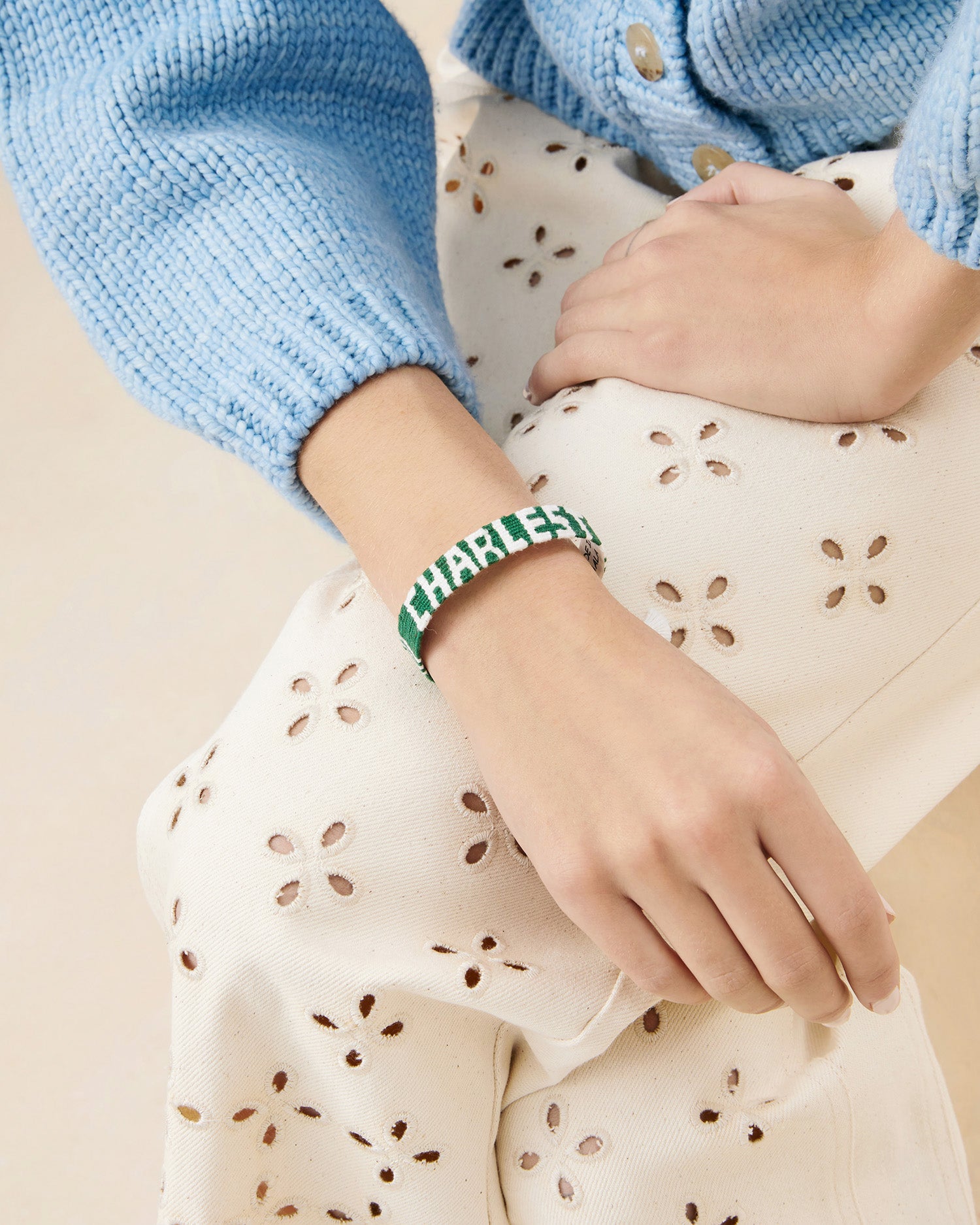 Green and White Charleston Bracelet for Women - Elegant Beaded Wrist Jewelry for Casual Wear, Parties & Gifts