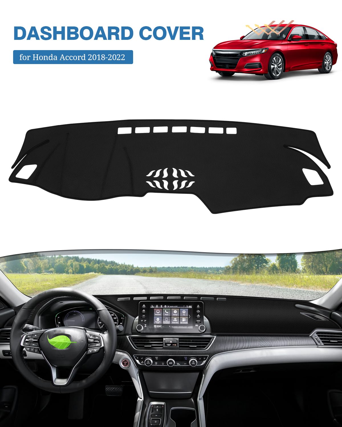 FIILINES Dash Cover for Honda Accord 2018-2022 - Non-Slip Mesh Dashboard Protector, Sunshade & Anti-Glare Accessories - Perfect for Summer Heat Protection & Interior Preservation