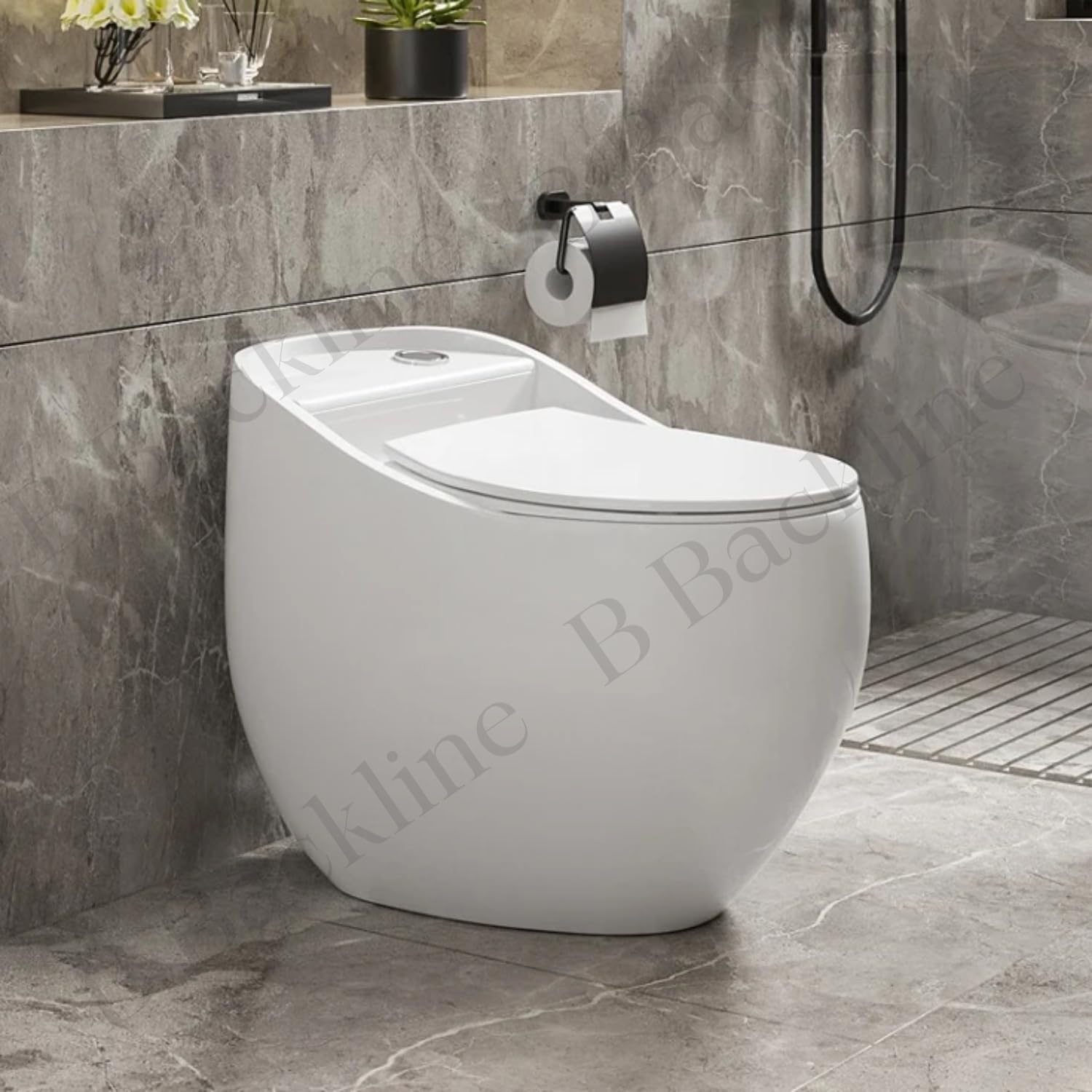 Premium B Backline Ceramic One-Piece Siphonic Western Toilet with Soft Close Seat - 9