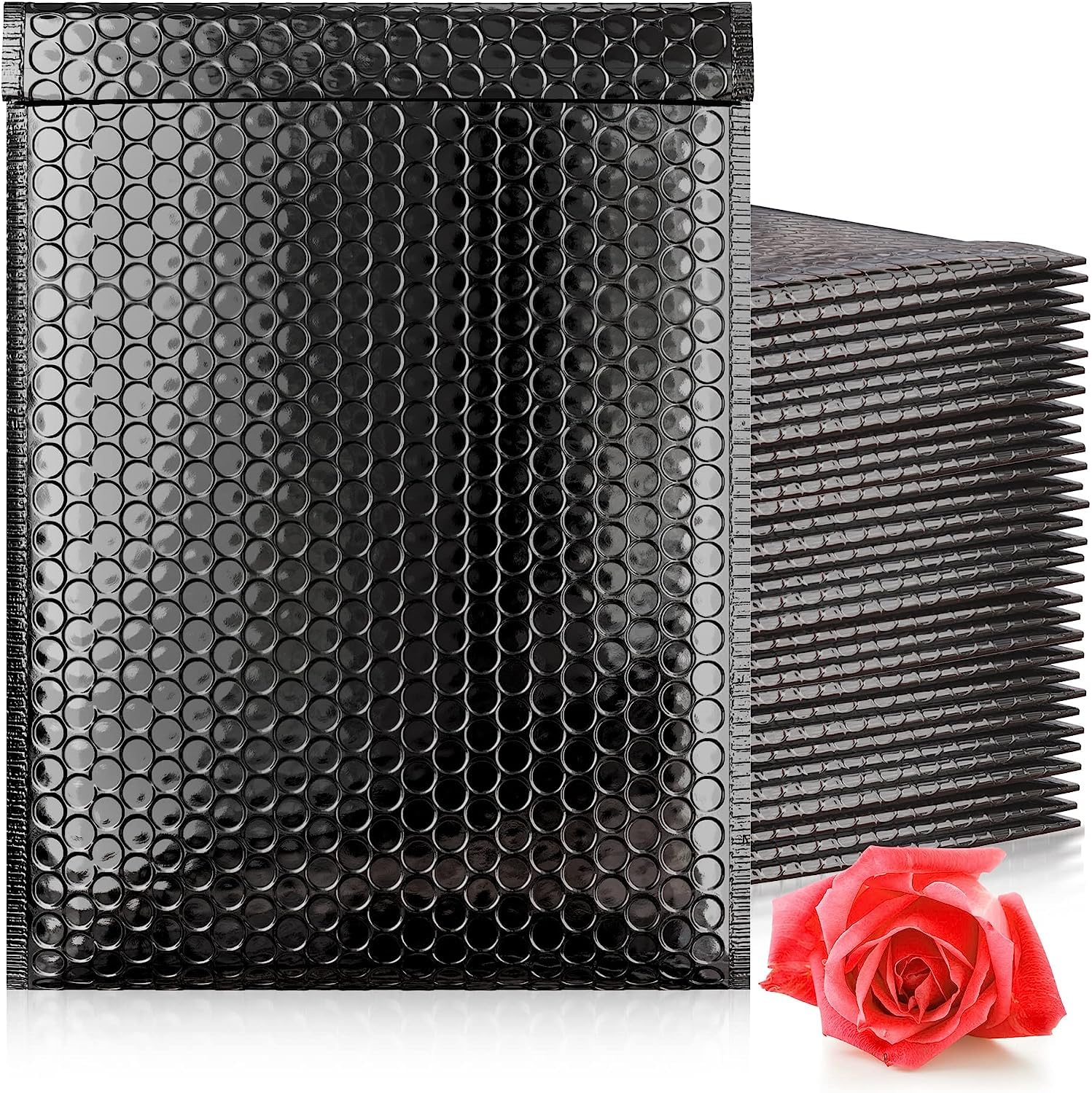 Secure Seal #2 8.5x12 Inch Black Glamour Metallic Bubble Mailers (Pack of 300) - Shiny Padded Envelopes for Ecommerce Shipping, Jewelry Packaging & Gift Mailing