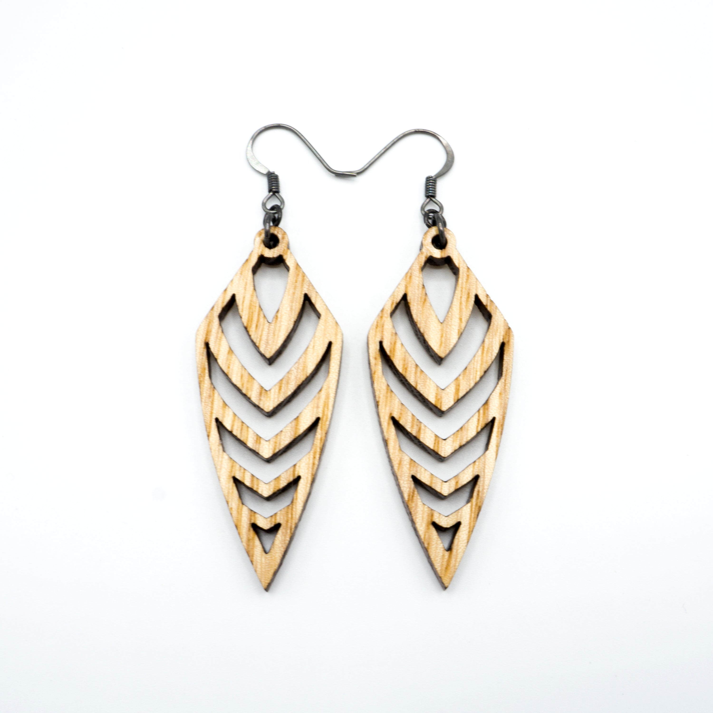 Arrowhead 03 [S] Wooden Earrings - Handcrafted Ash Wood Dangle Earrings for Women | Boho Chic Jewelry for Everyday Wear & Special Occasions