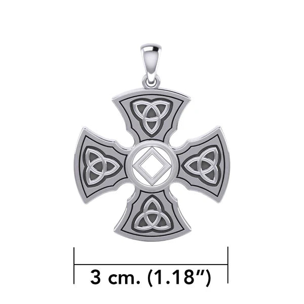 Templar Cross Sterling Silver Recovery Pendant with AA or NA Symbol - Adjustable Chain for 12-Step Programs - Perfect for Sobriety Gifts & Spiritual Jewelry