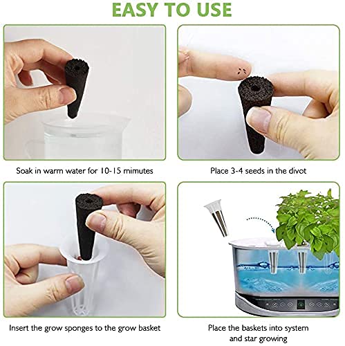 **50 Pack AeroGarden Grow Sponges - Hydroponic Plant Growing Plugs for Seed Starting & Indoor Gardening - Perfect for Herbs, Vegetables, and Flowers**