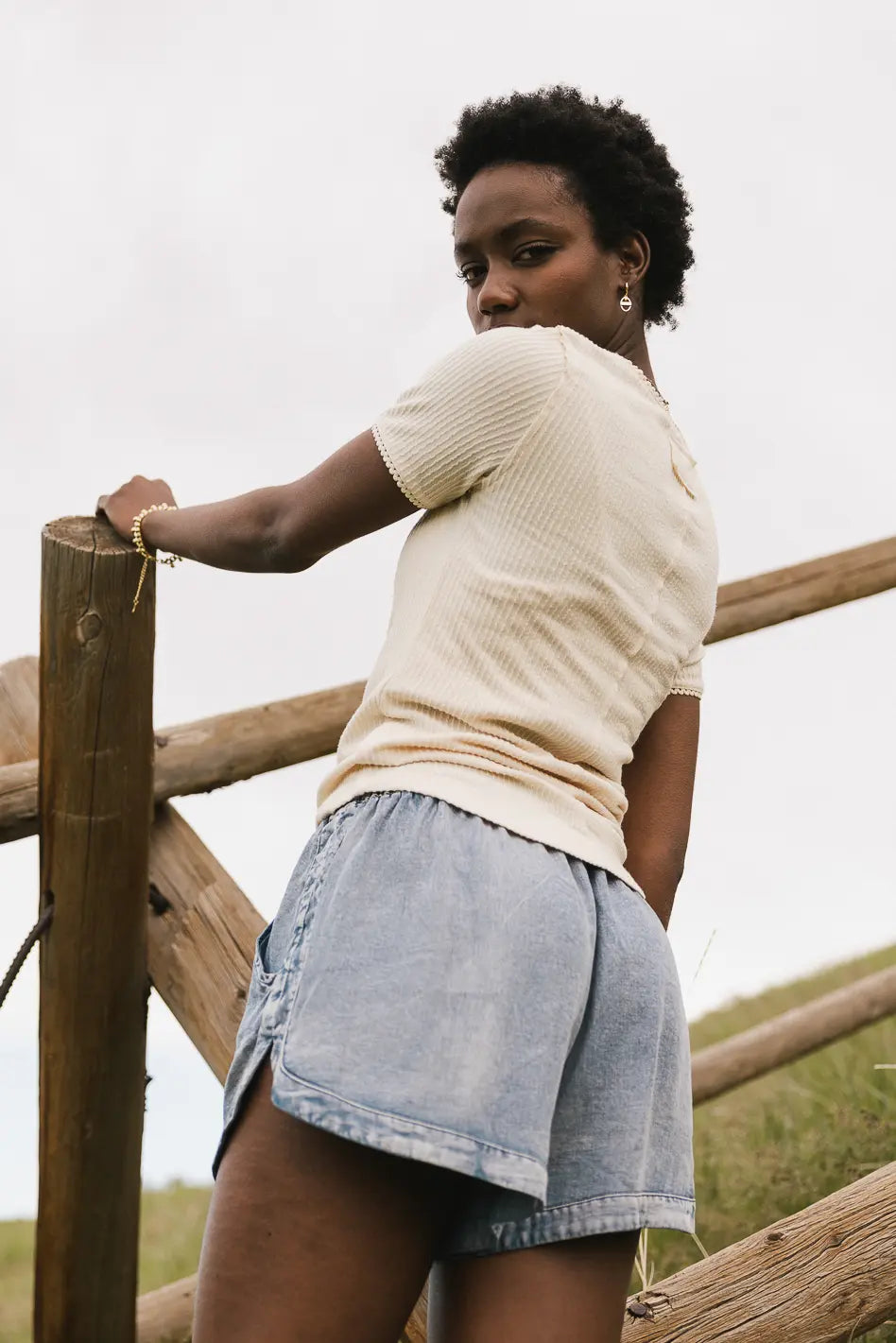 Aybree Ribbed Tee in Cream | Soft Cotton Women's T-Shirt | Casual & Layering Essential | FINAL SALE | Perfect for Everyday Wear, Date Nights & Weekend Outfits