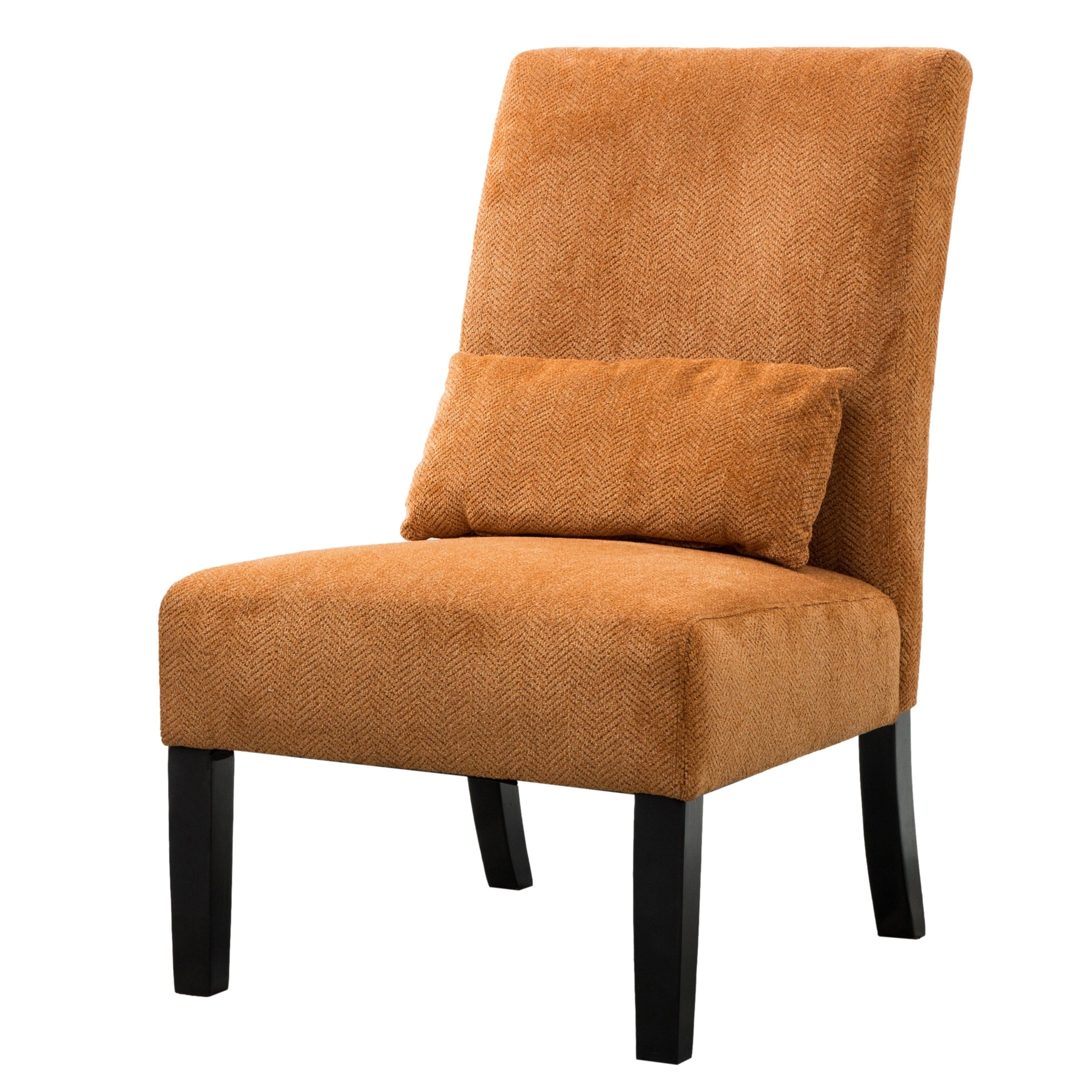 Roundhill Furniture Pisano Chenille Fabric Armless Contemporary Accent Chair with Matching Kidney Pillow - Modern Living Room Seating for Small Spaces, Home Office & Reading Nook