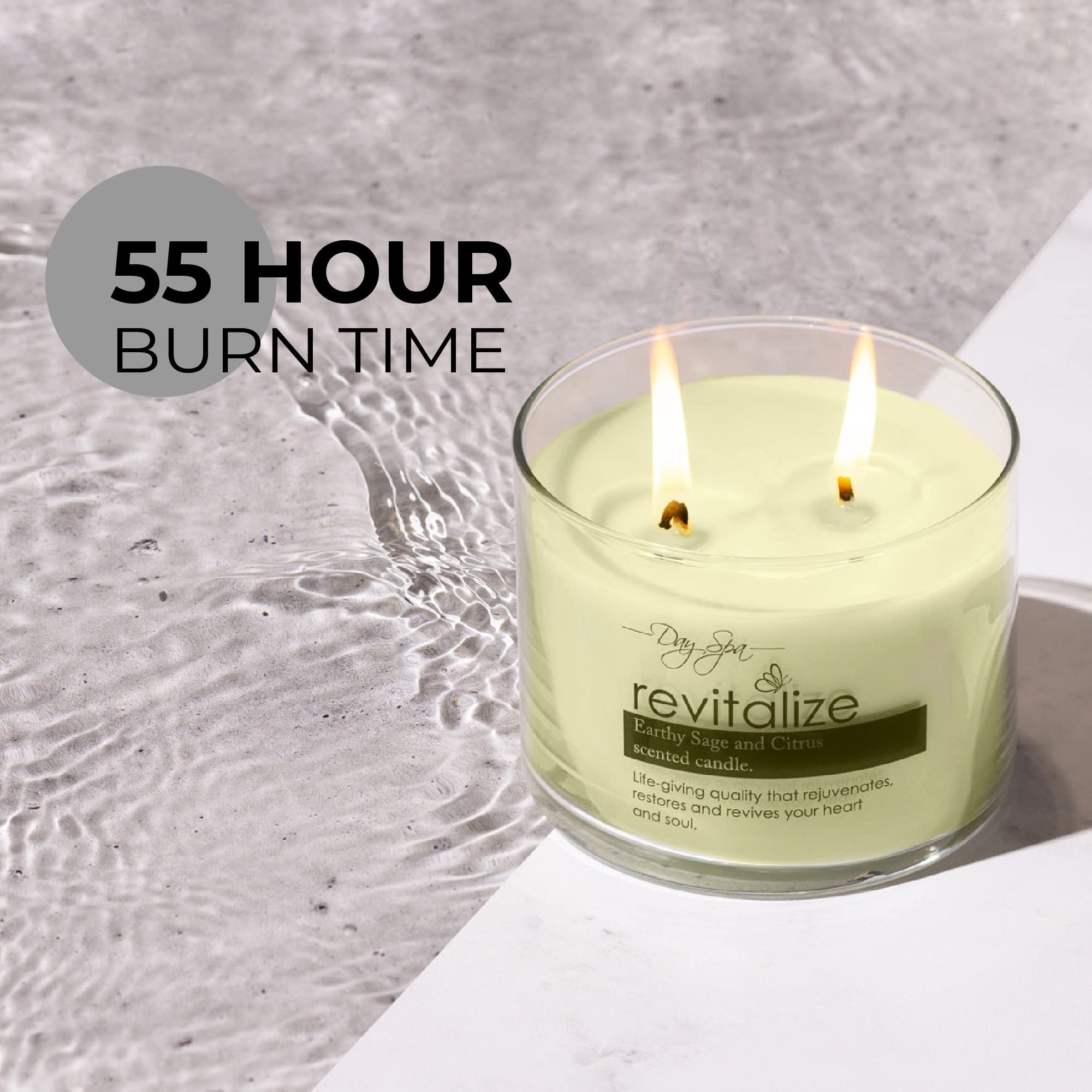 Revitalizing Scented Soy Candle - 11oz Long-Lasting 55 Hours Burn Time, Spa Relaxation Aromatherapy Gift for Women - Perfect for Birthday, Home Decor, Meditation & Stress Relief