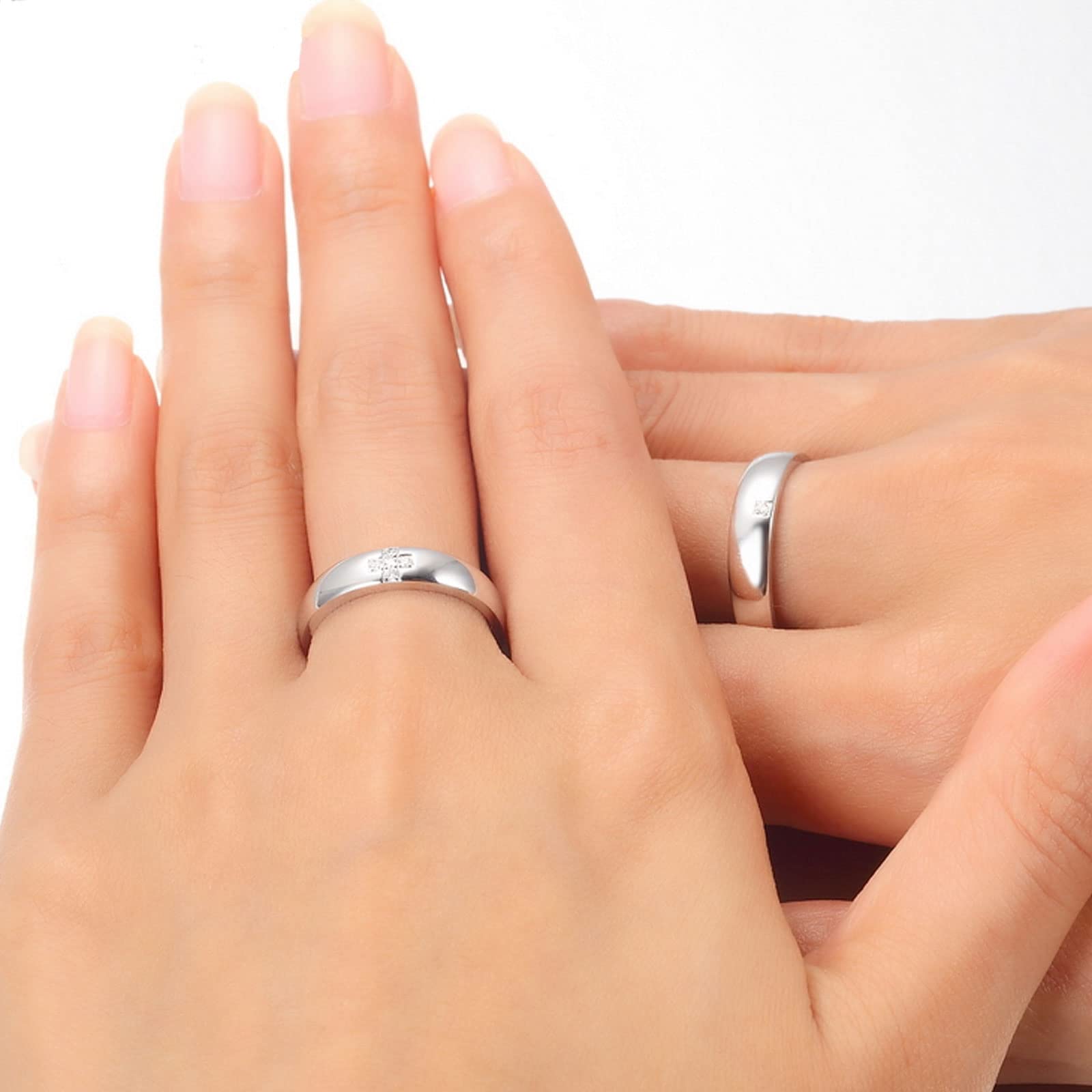 Diamond Matching Couples Rings for Him & Her - Sterling Silver/10K/14K/18K Wedding Promise Rings with Free Engraving | Perfect for Anniversaries, Proposals & Romantic Gifts