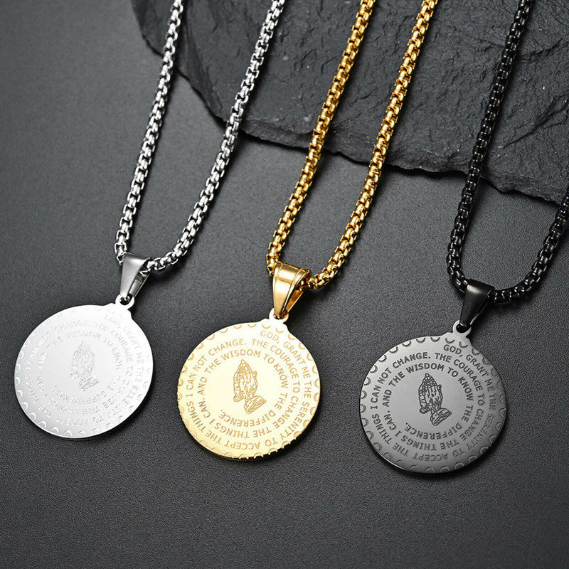 Stainless Steel Prayer Hand Pendant Necklace - Religious Jewelry for Men & Women - Perfect for Daily Wear, Gifts & Spiritual Protection
