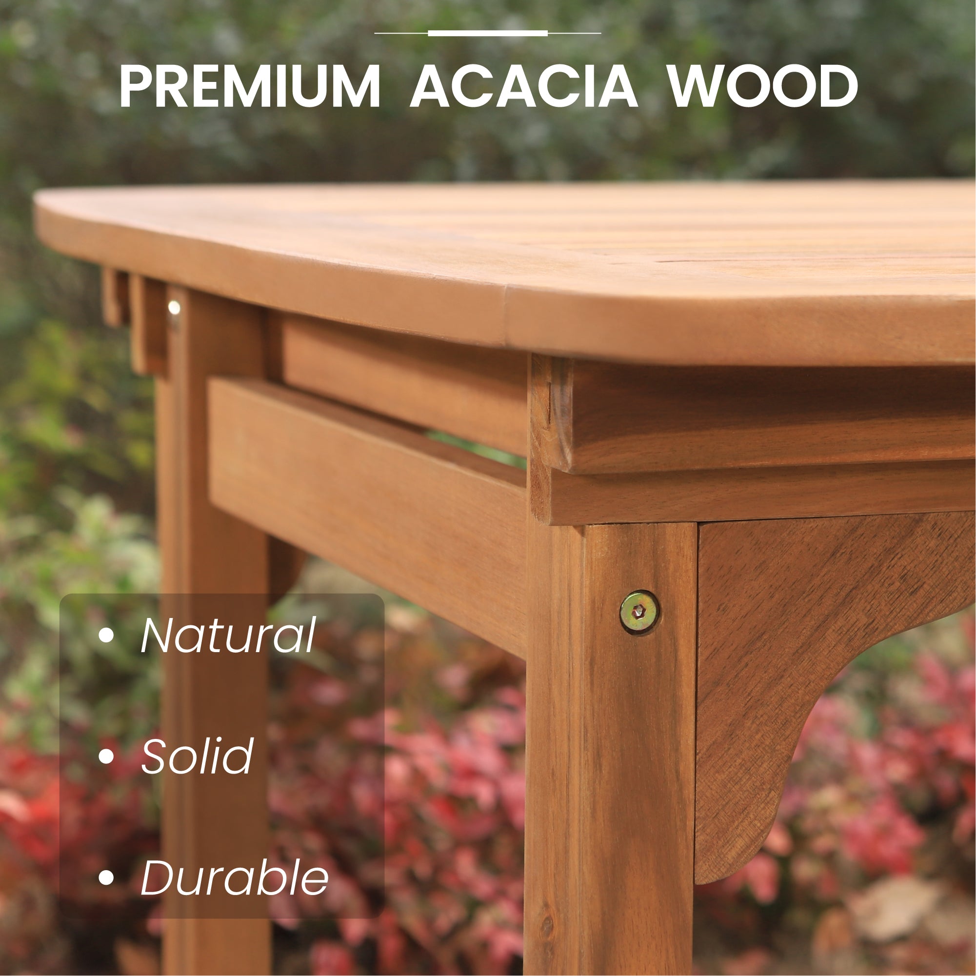 PHI VILLA Acacia Wood Outdoor Patio Furniture Set with Adjustable Table & 4 Fixed Chairs - Perfect for Backyard, Garden, Poolside & Deck Relaxation