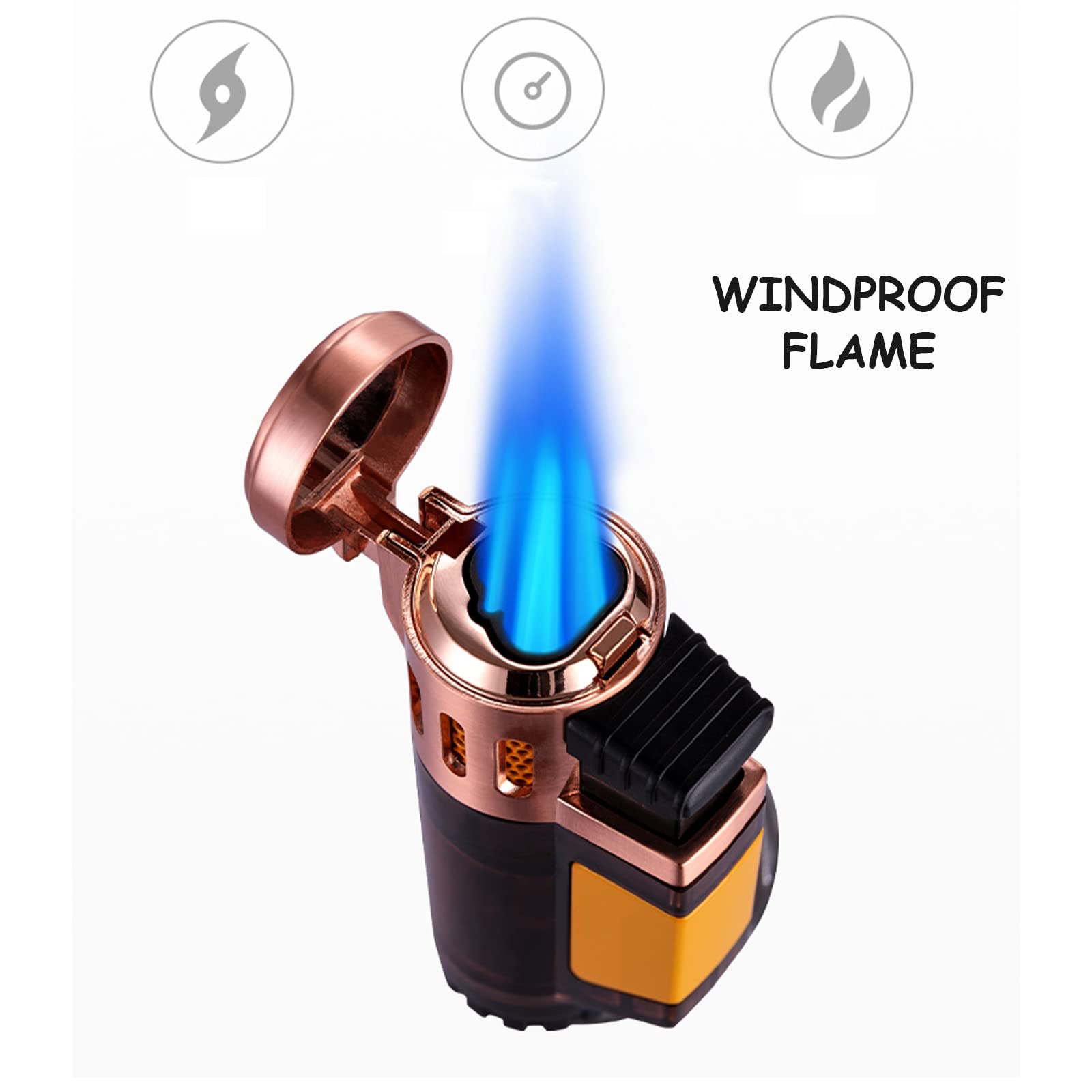 Windproof Triple Jet Torch Lighter for Cigars & Outdoor Use