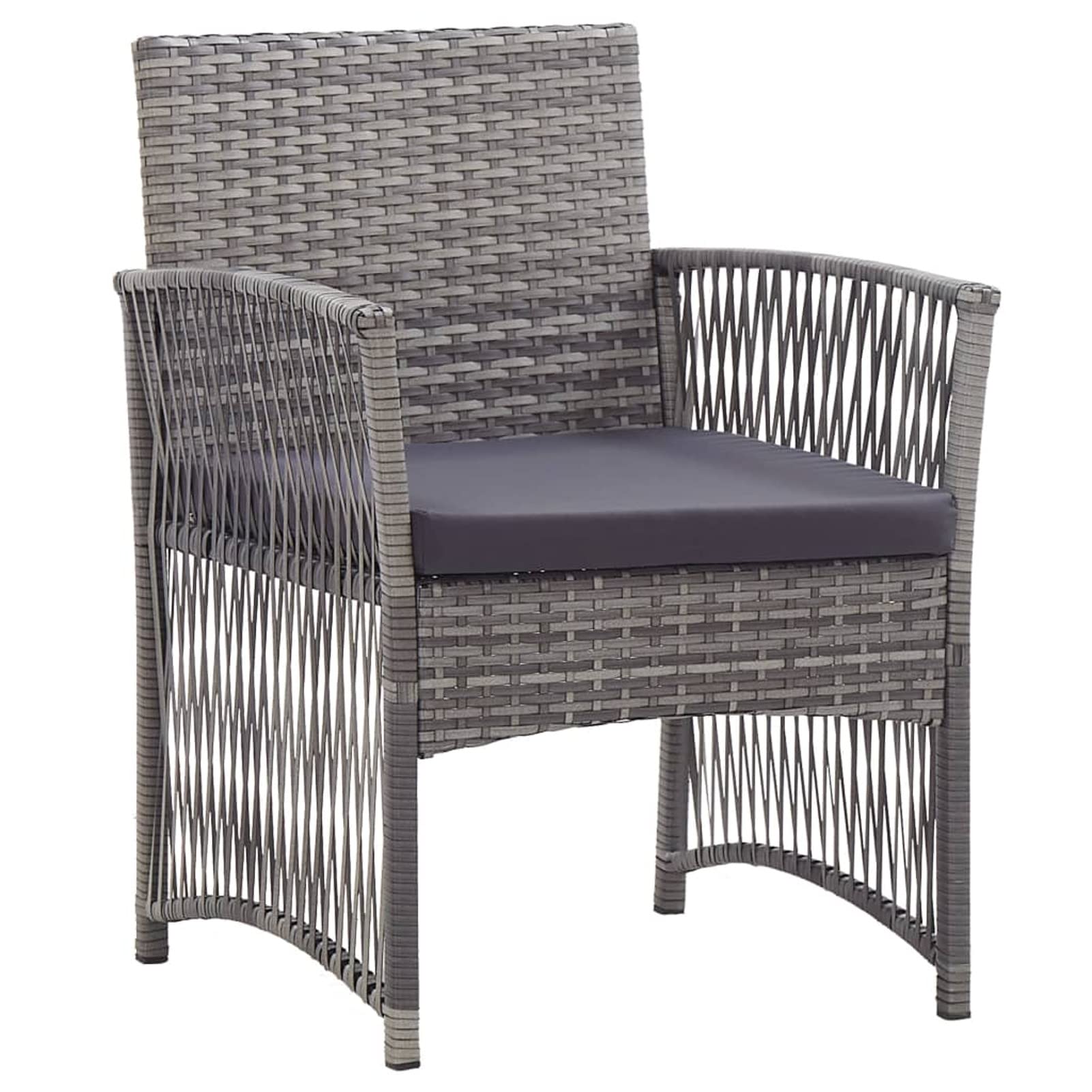 Stackable Outdoor Patio Chairs Set of 2 with Cushions - Durable Poly Rattan Armchairs for Garden, Poolside & Balcony - Anthracite Grey Modern Patio Furniture for Relaxing & Entertaining